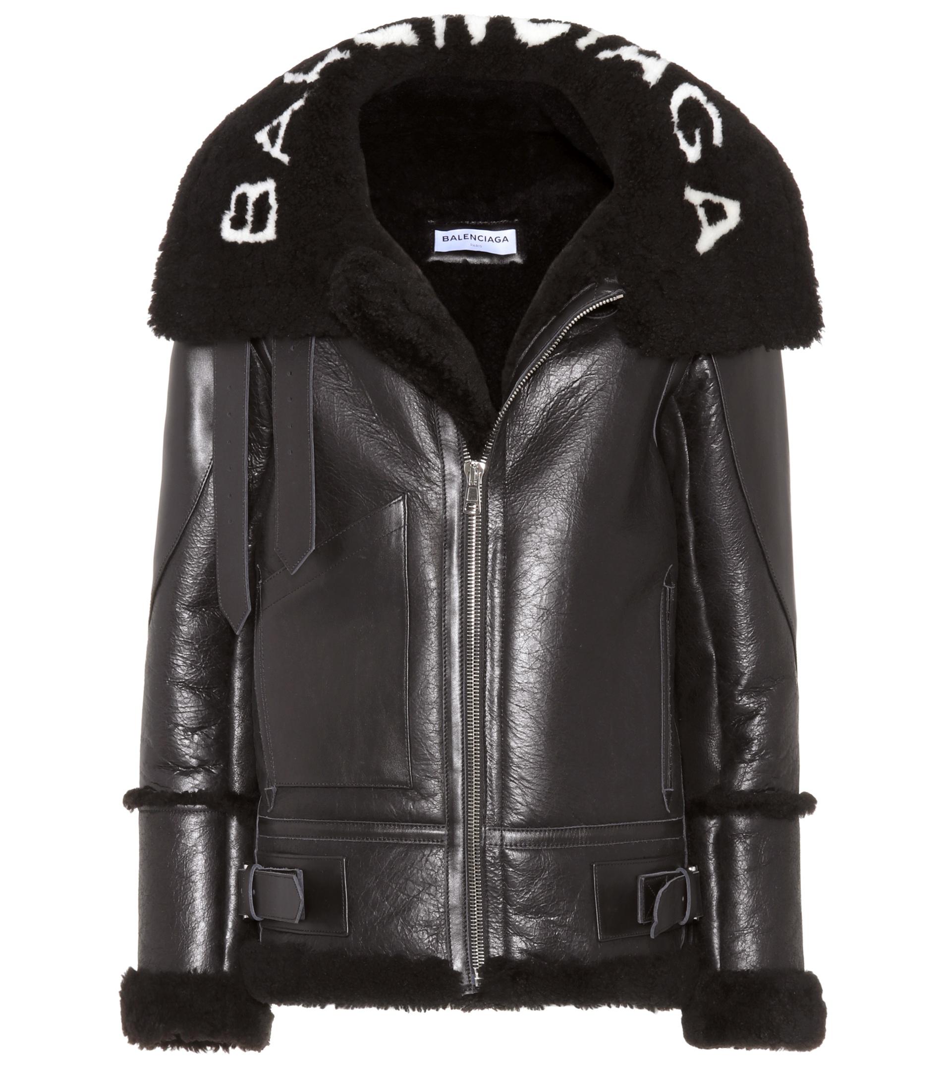 Balenciaga Leather Shearling-lined Jacket in Black - Lyst