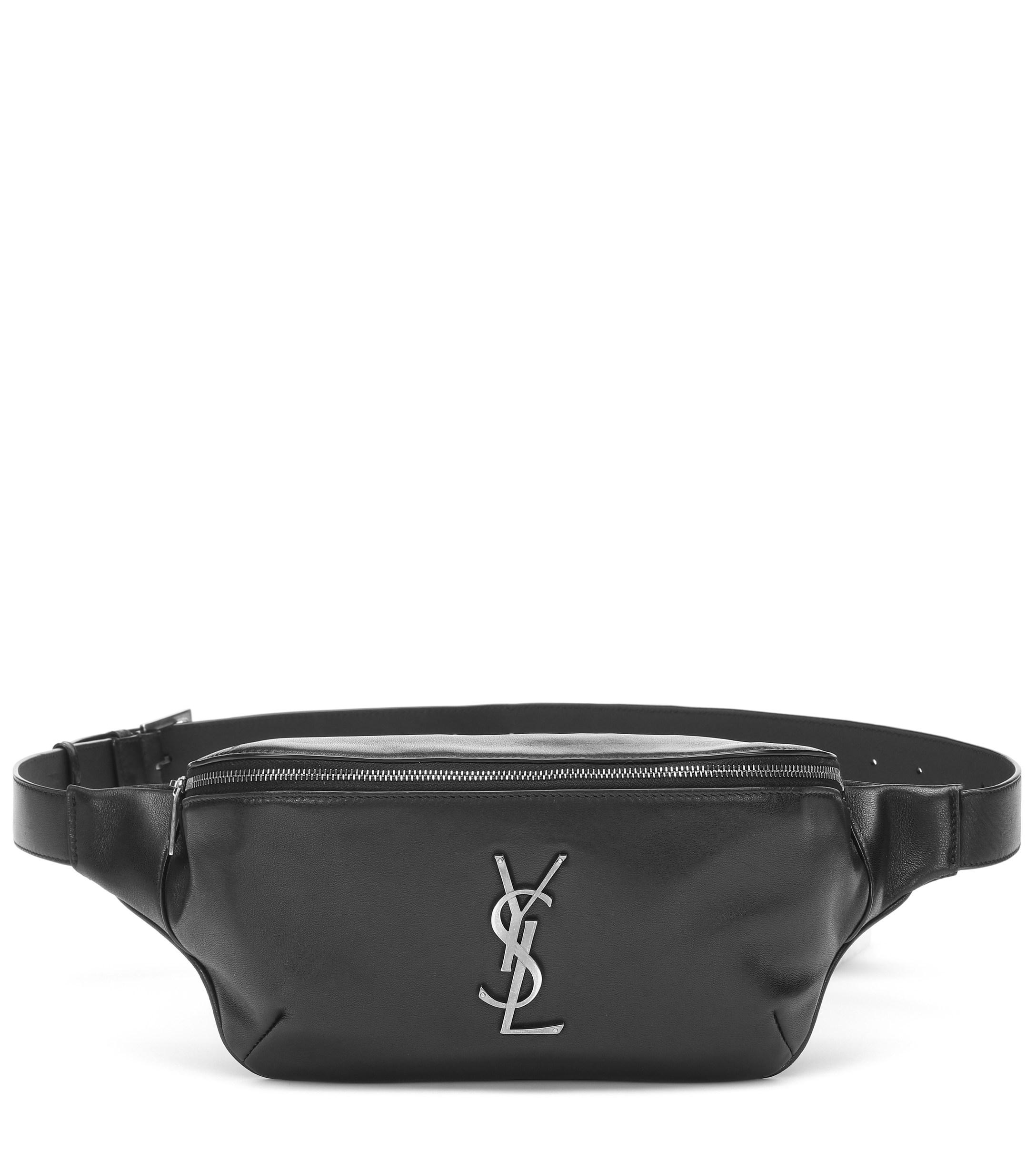Lyst - Saint Laurent Classic Monogram Leather Belt Bag in Black