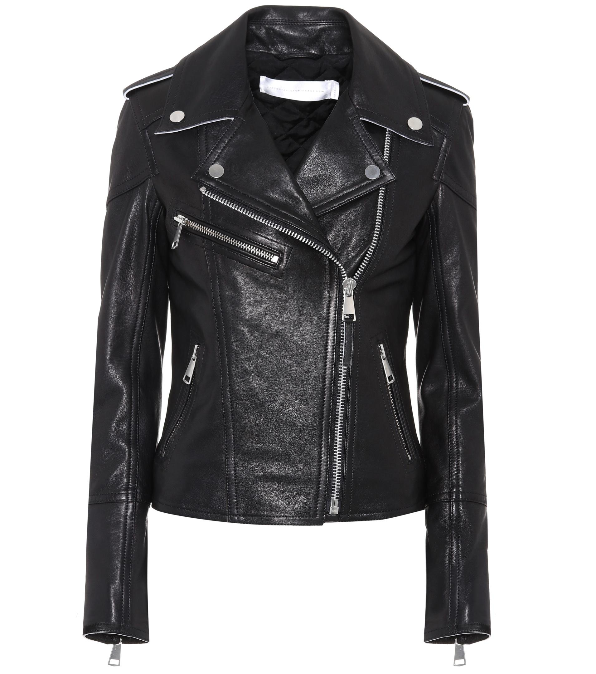Lyst - Victoria, Victoria Beckham Leather Biker Jacket in Black