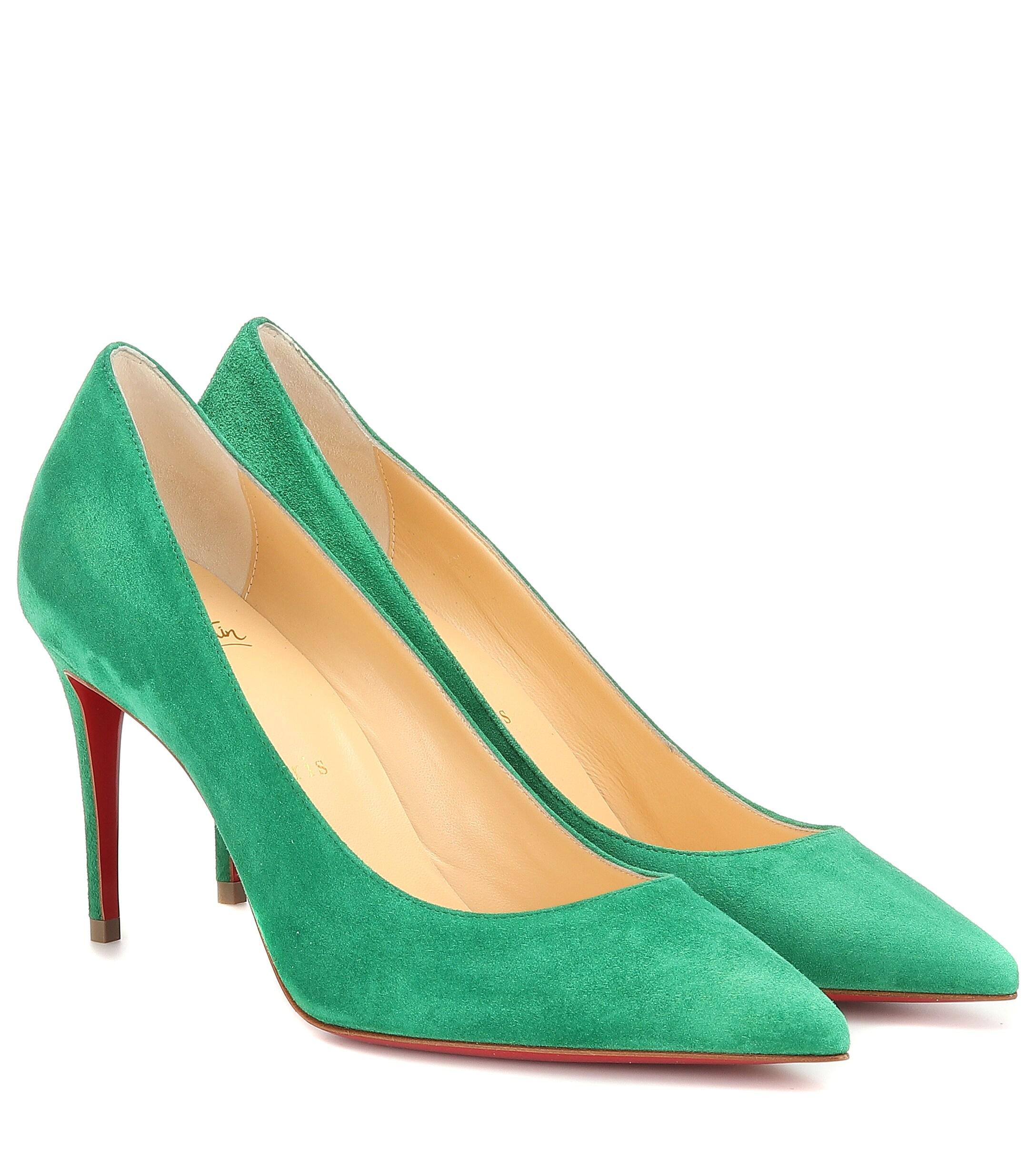 Christian Louboutin Kate 85 Suede Pumps in Green - Lyst