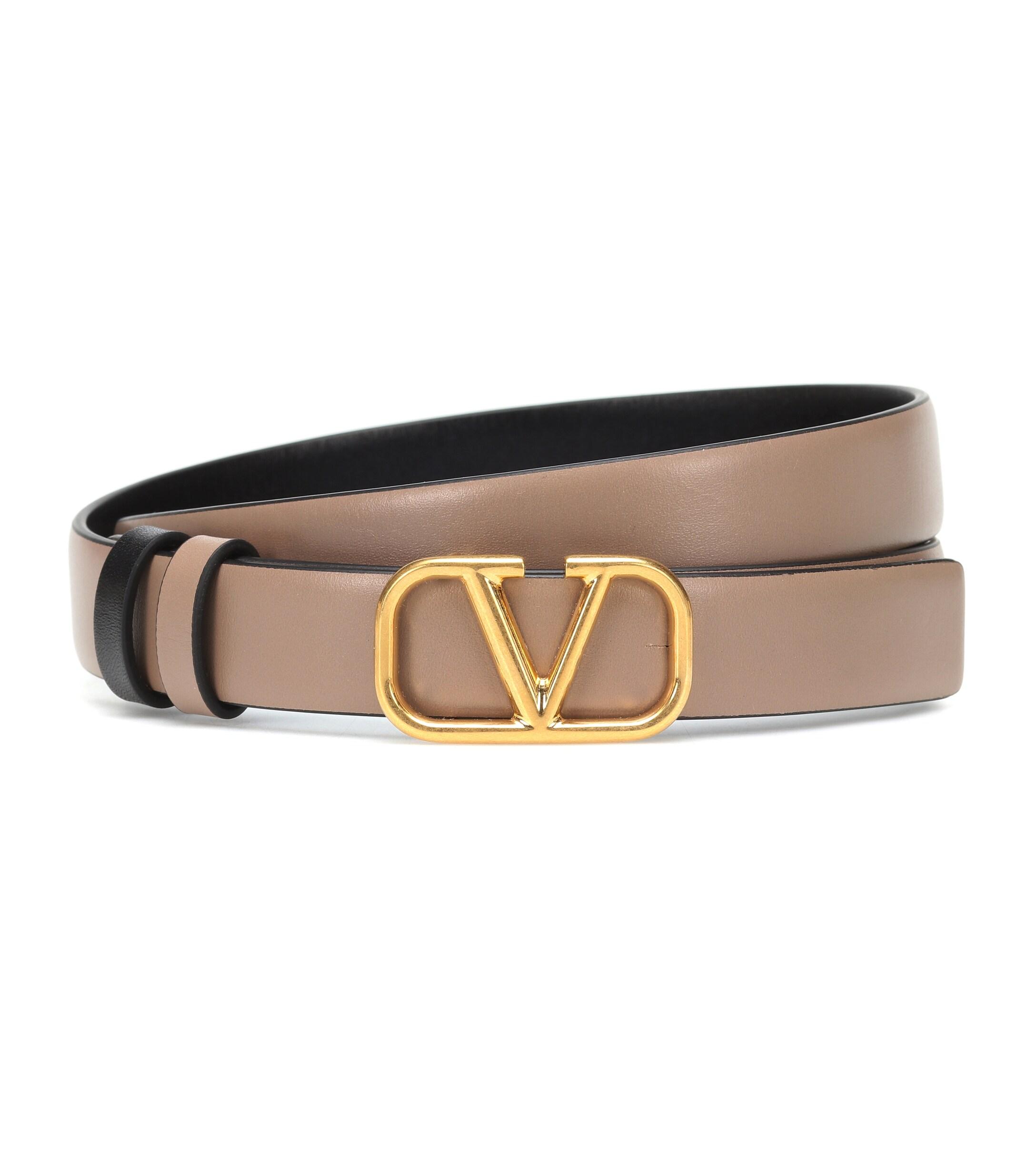 Valentino Vlogo Leather Belt in Natural - Lyst