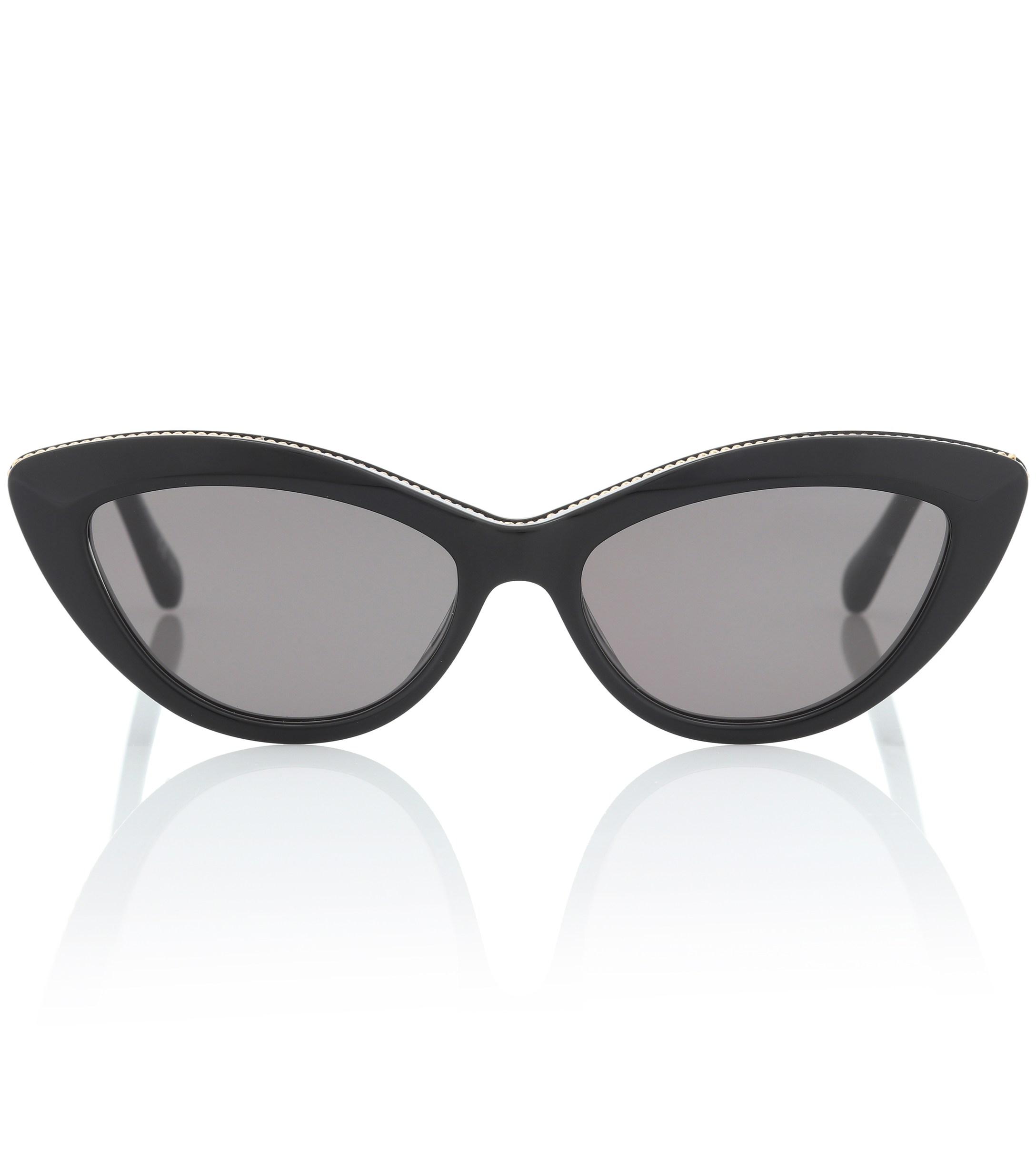 Stella McCartney Chain-trimmed Cat-eye Sunglasses in Black - Lyst