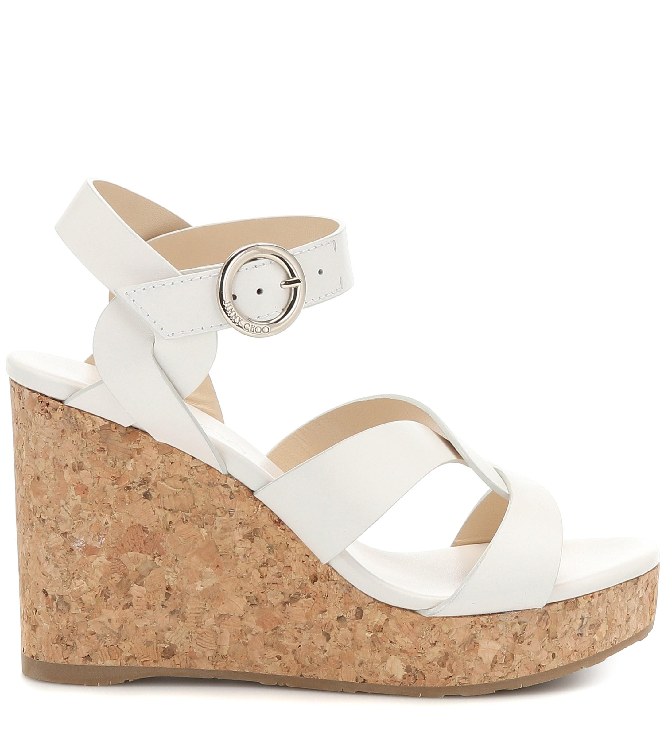 Jimmy Choo Aleili 100 Leather Wedge Sandals Lyst
