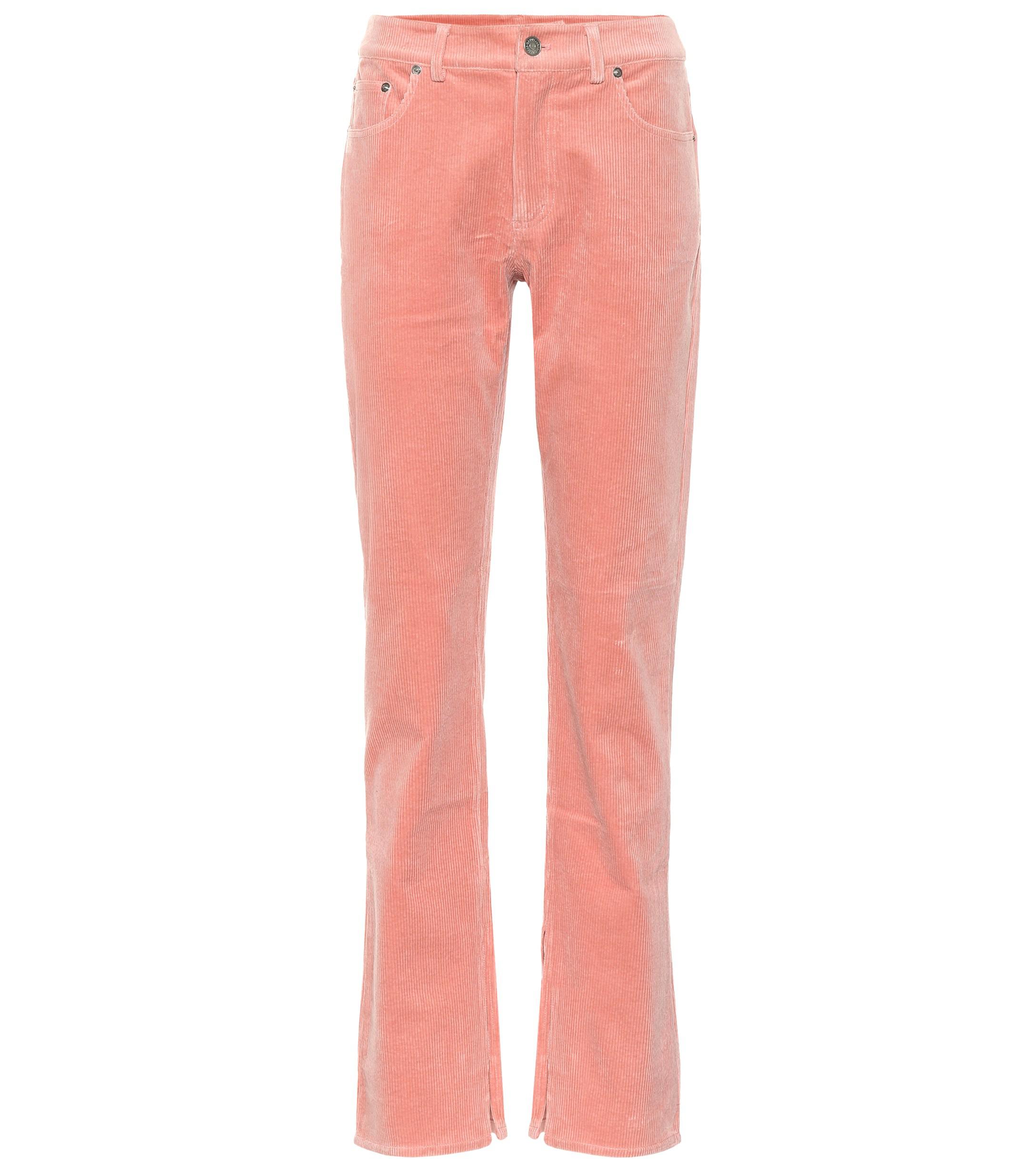 Ganni Stretch Corduroy Straight Pants in Pink - Lyst