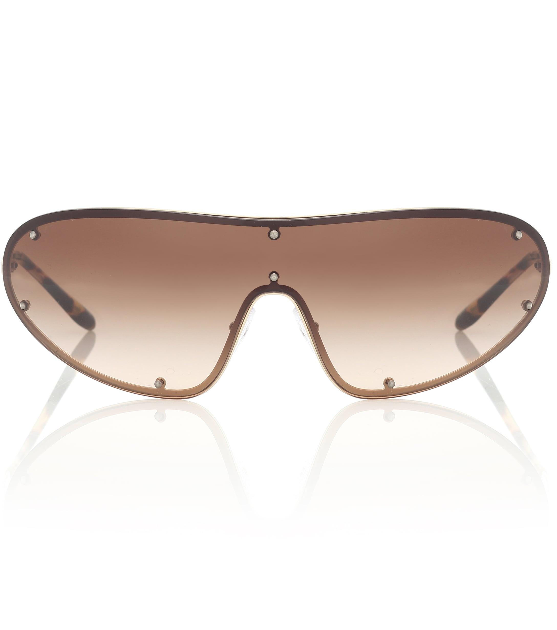 Prada Wrap Sunglasses in Brown - Lyst