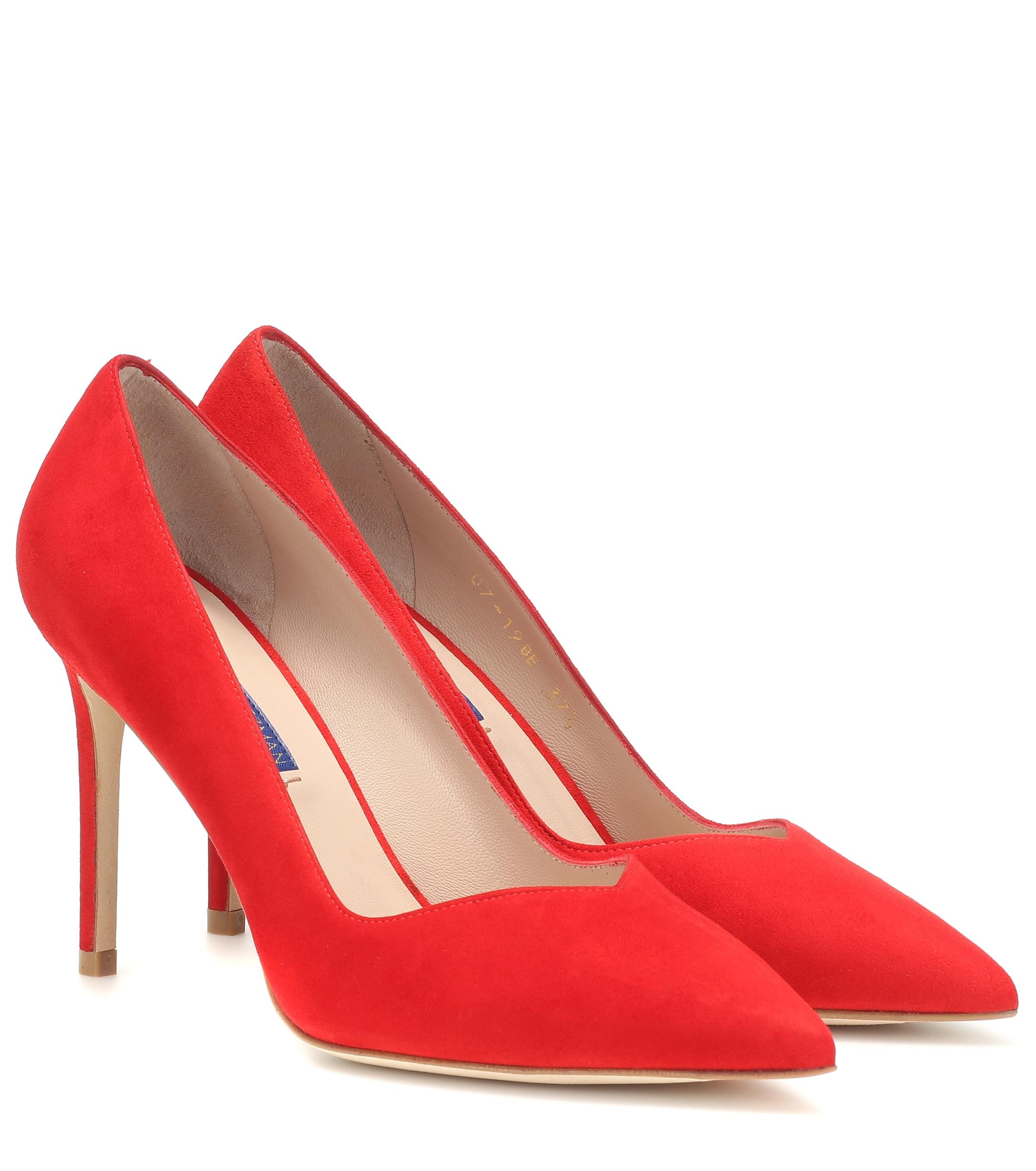 Stuart Weitzman Anny Suede Pumps in Red - Lyst