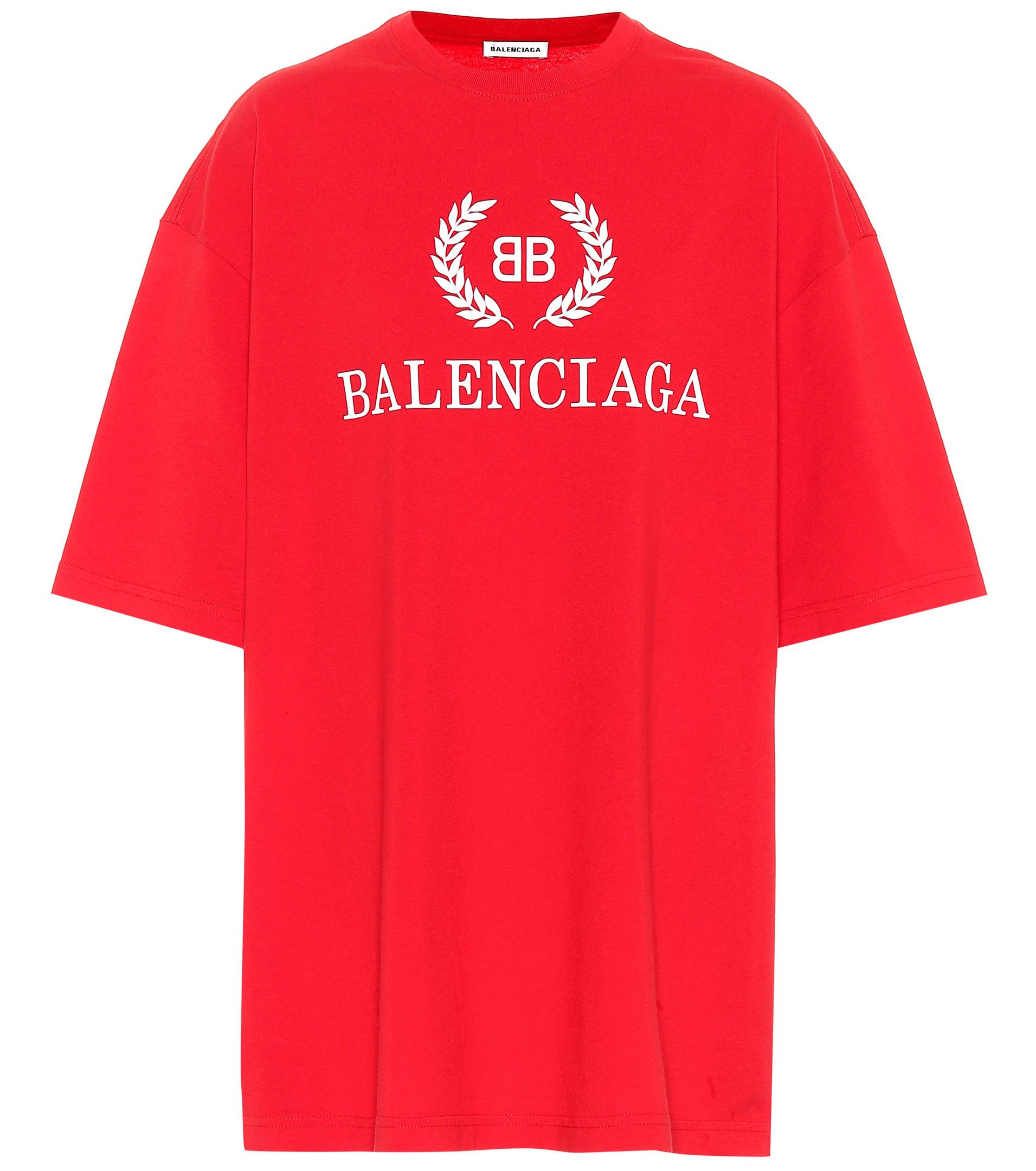 Lyst Balenciaga  Printed Cotton T  shirt  in Red Save 21 