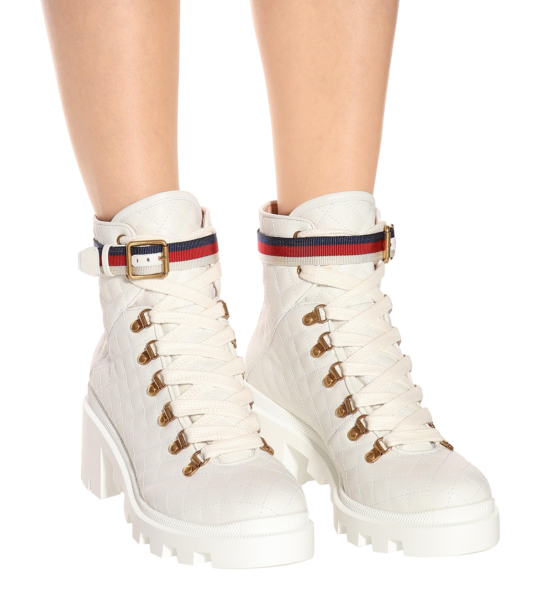 gucci trip quilted leather ankle boots