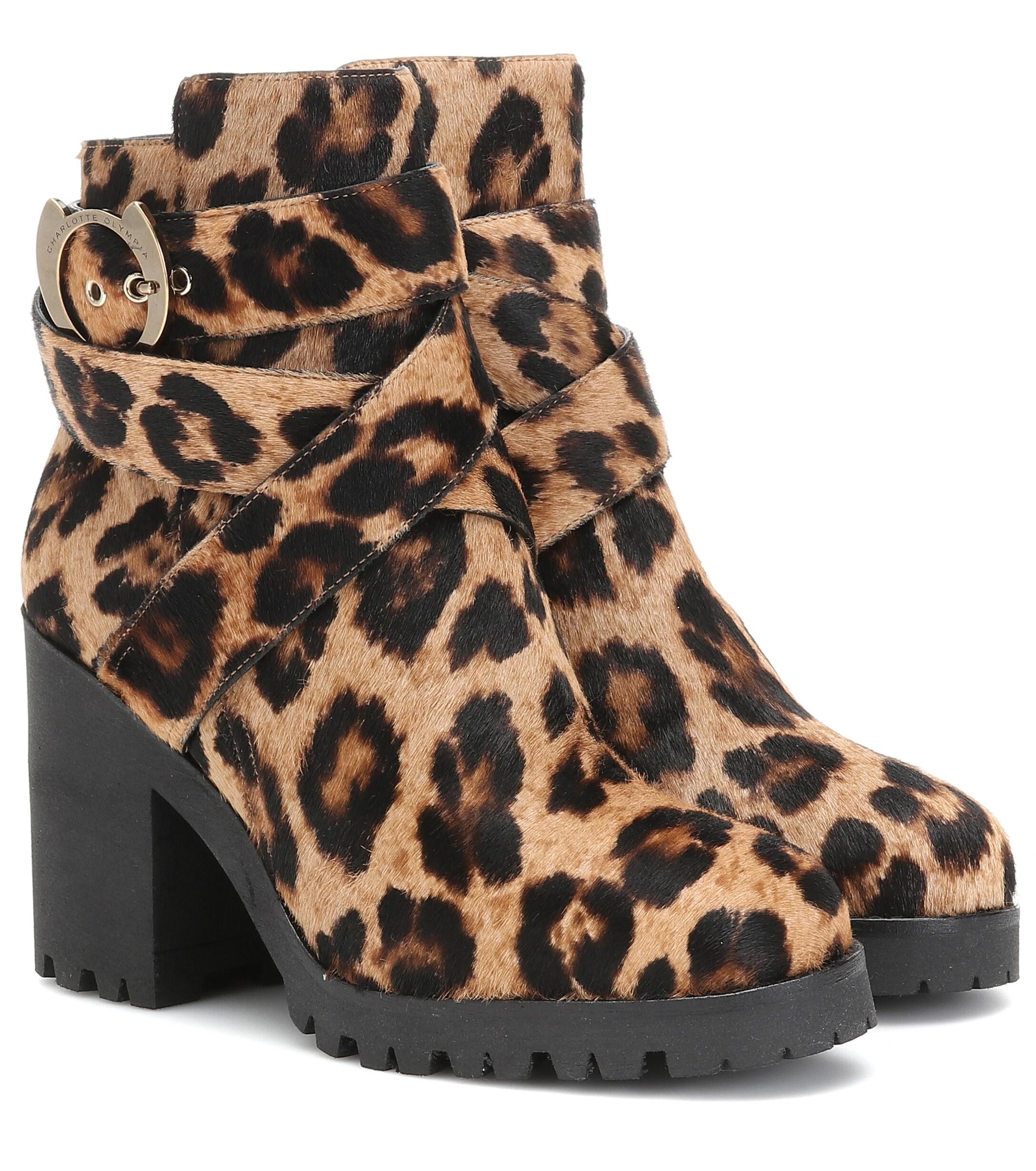 Charlotte Olympia Leopard-print Calf Hair Ankle Boots in Brown - Lyst