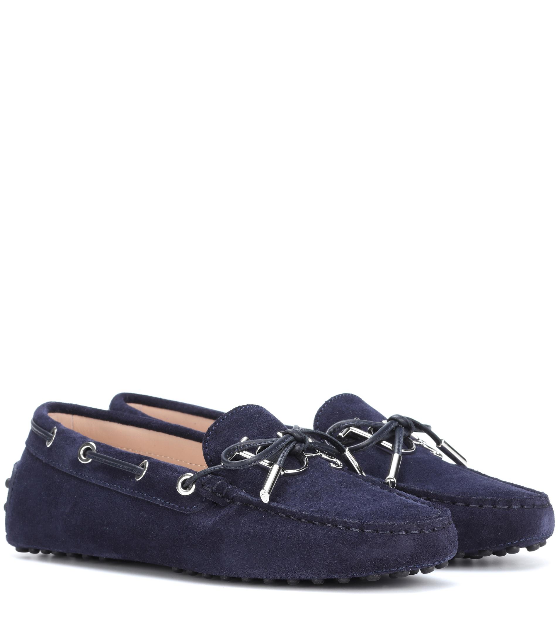 Tod's Gommino Suede Loafers in Blue - Lyst