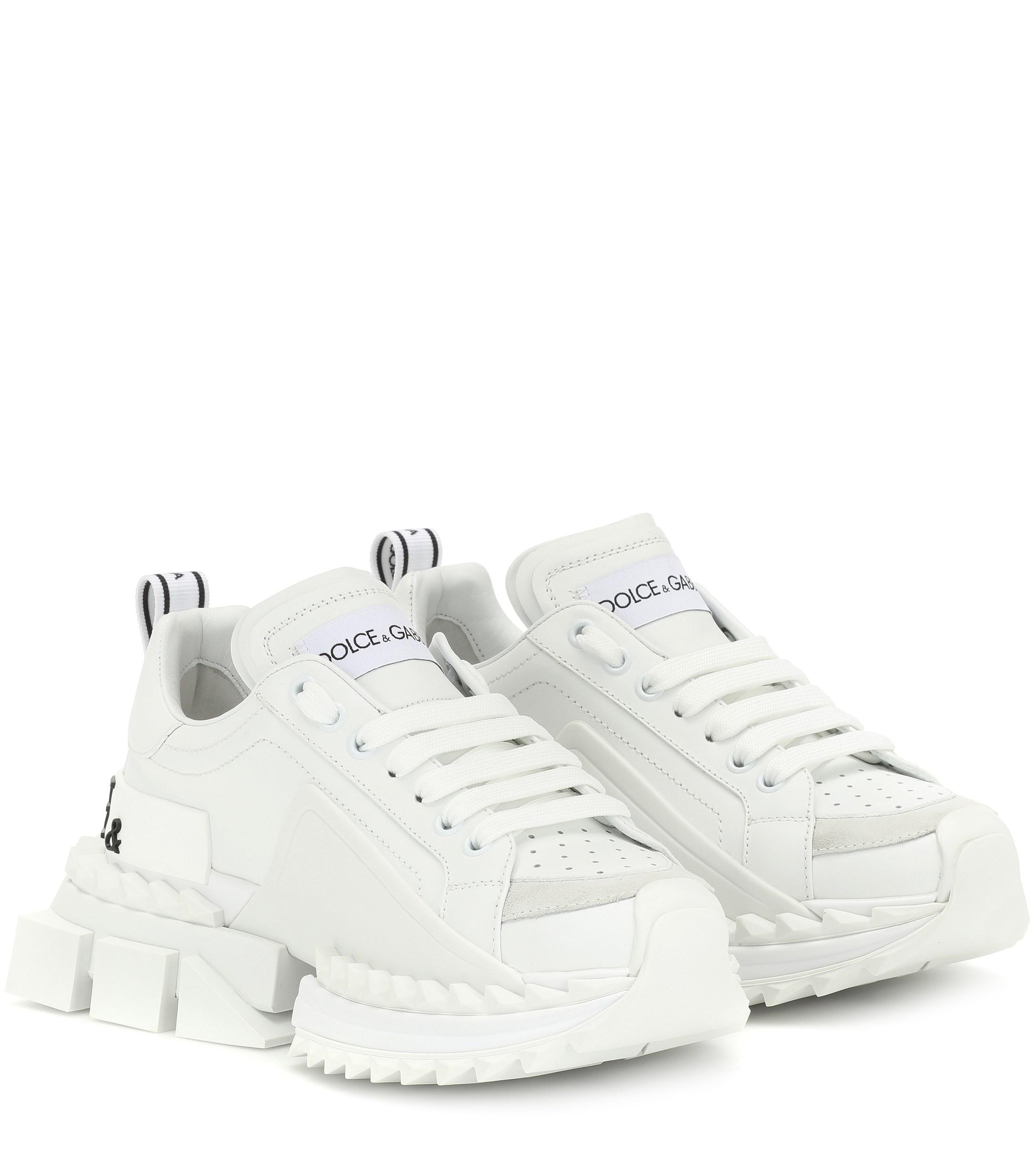 Dolce & Gabbana Super Queen Leather Sneakers in White - Save 52% - Lyst