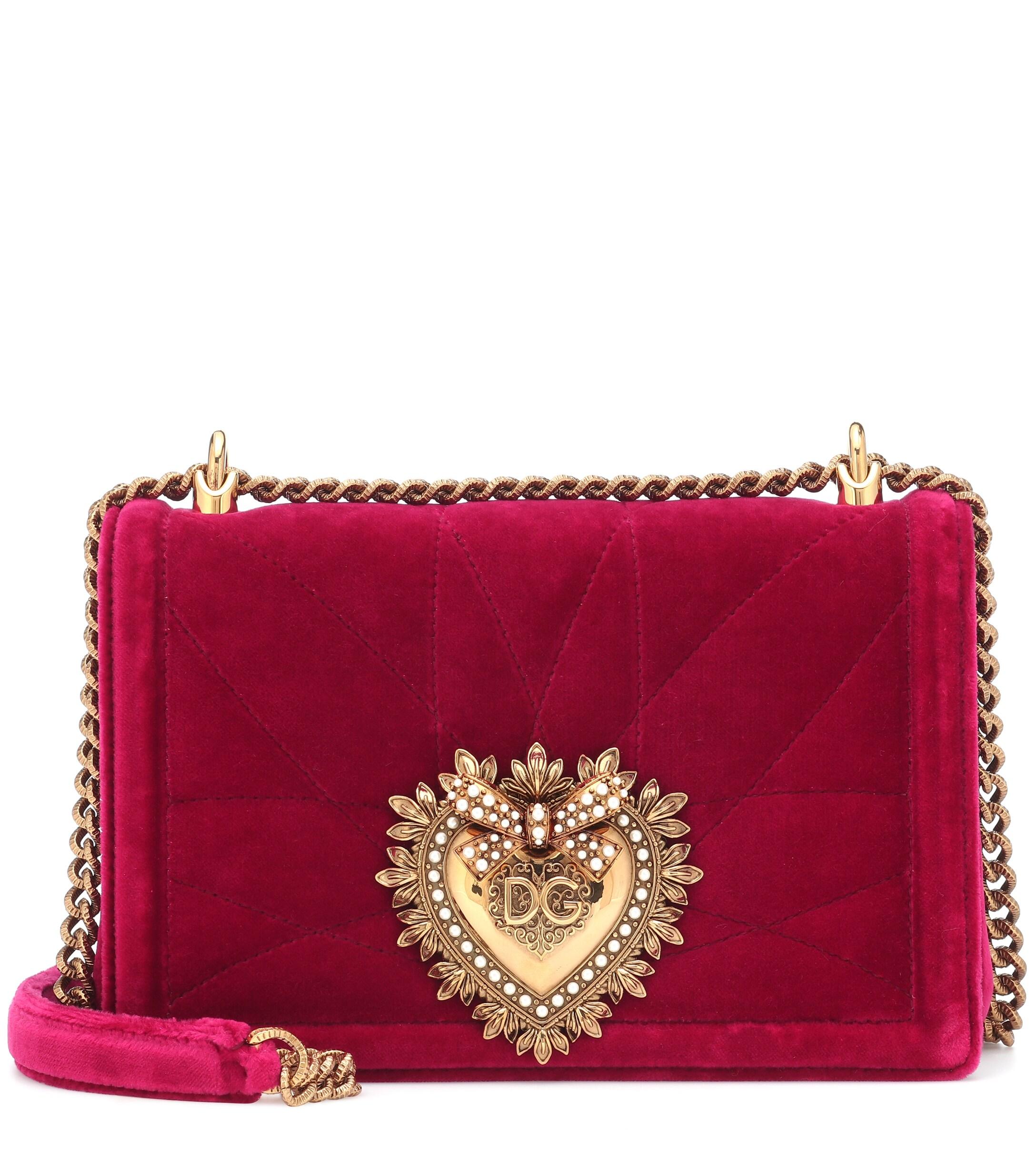 Dolce & Gabbana Devotion Medium Velvet Shoulder Bag in Red - Save 27% ...