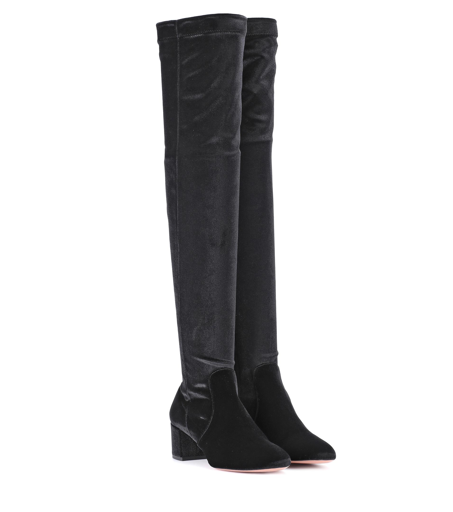 Aquazzura Velvet Boots in Black Lyst