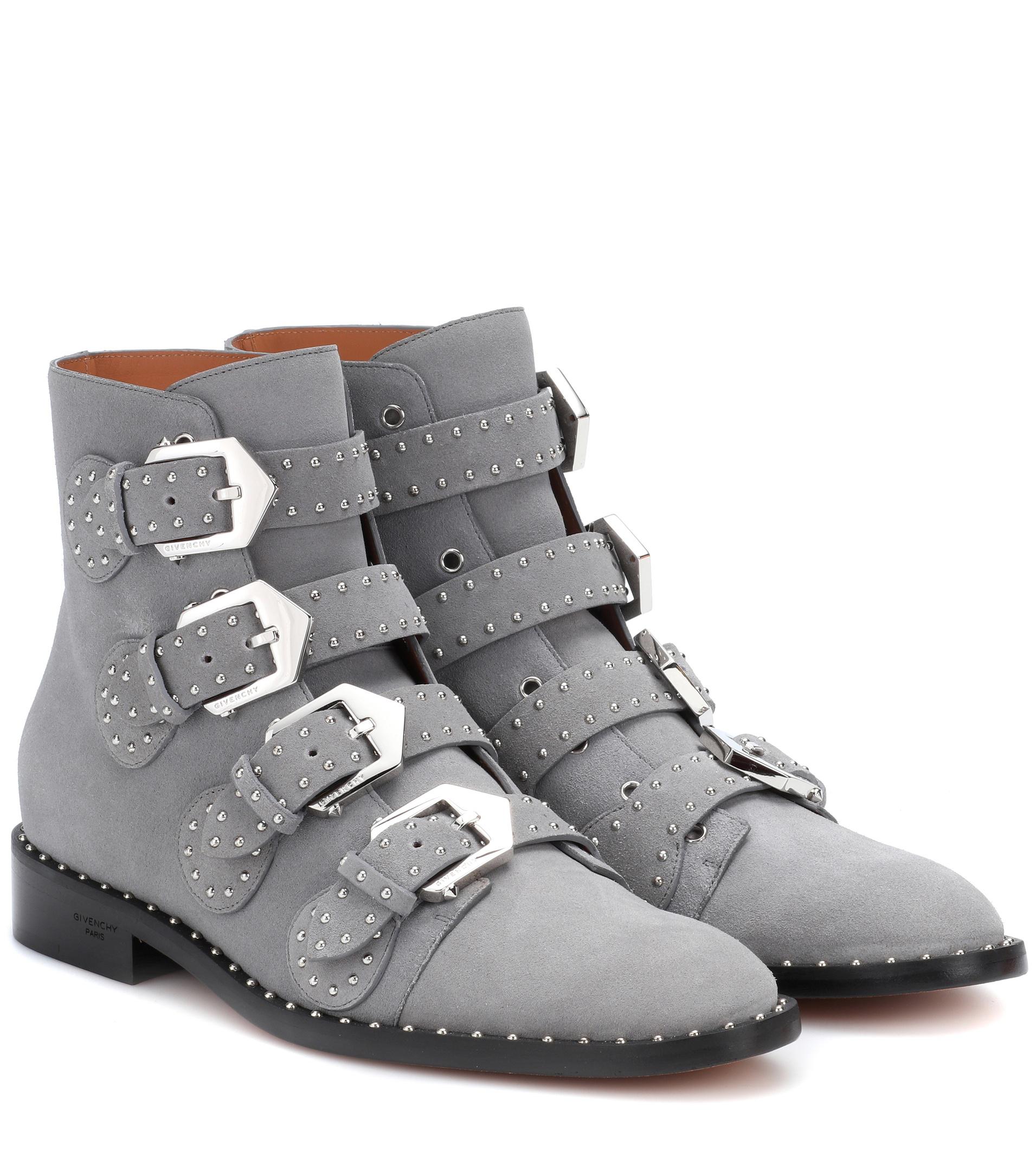 Lyst Givenchy Elegant Embellished Suede Ankle Boots in Gray
