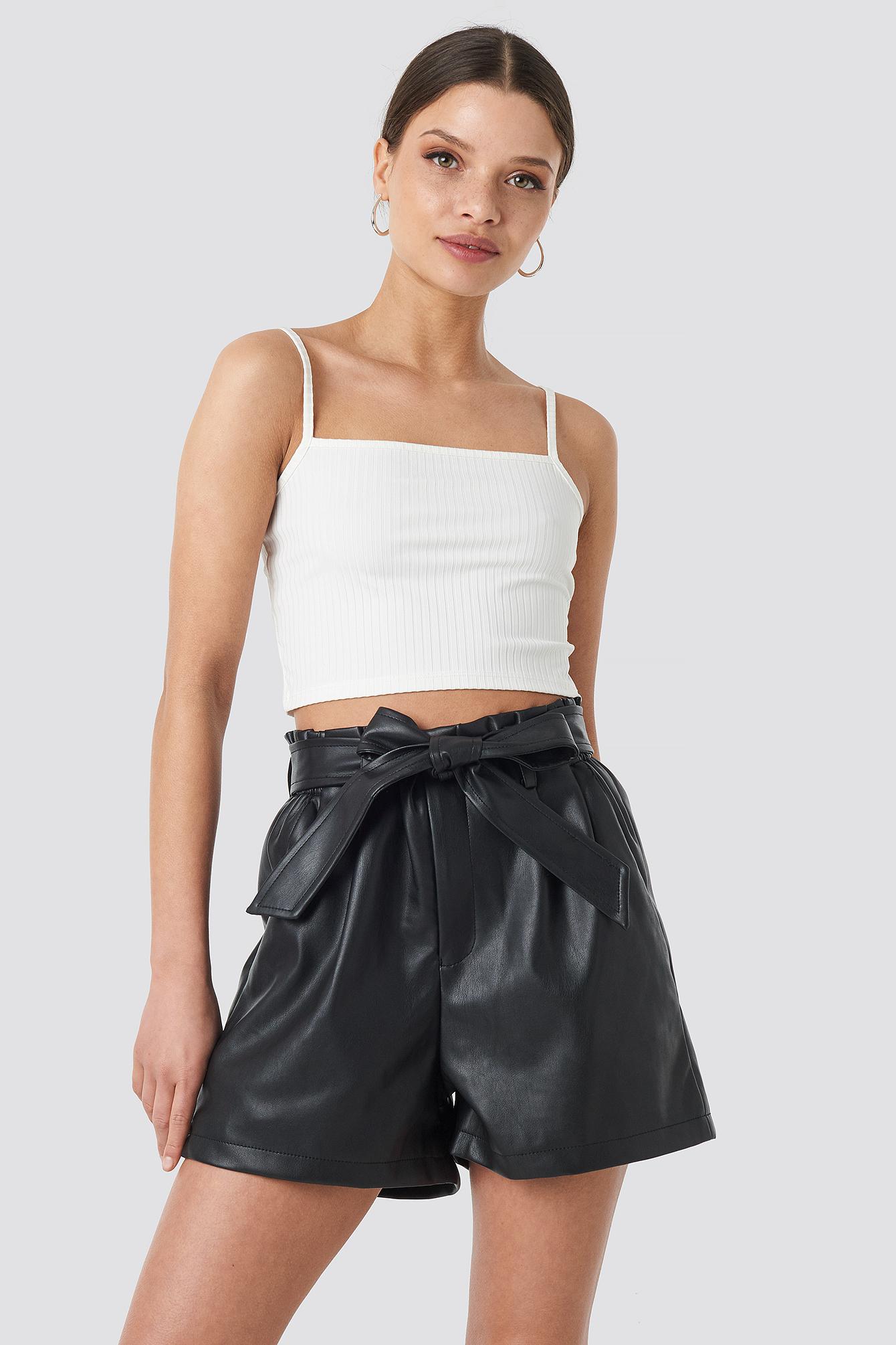 NAKD Pu Paper Bag Waist Belted Shorts Black in Black Lyst