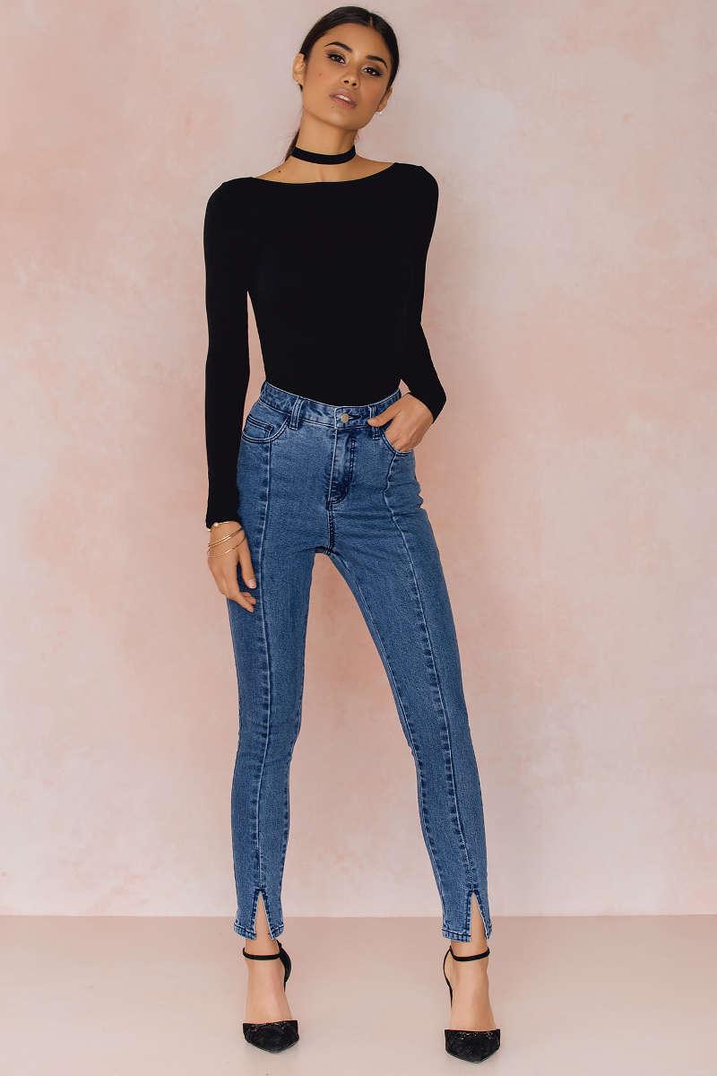 petite slit jeans