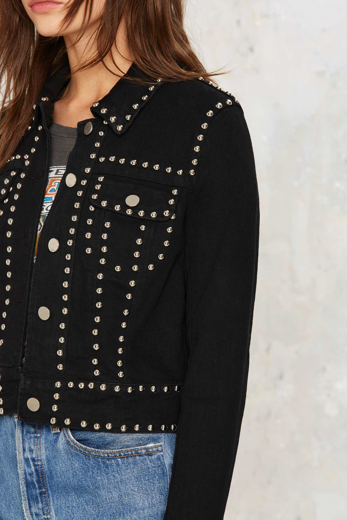 black denim jacket with studs