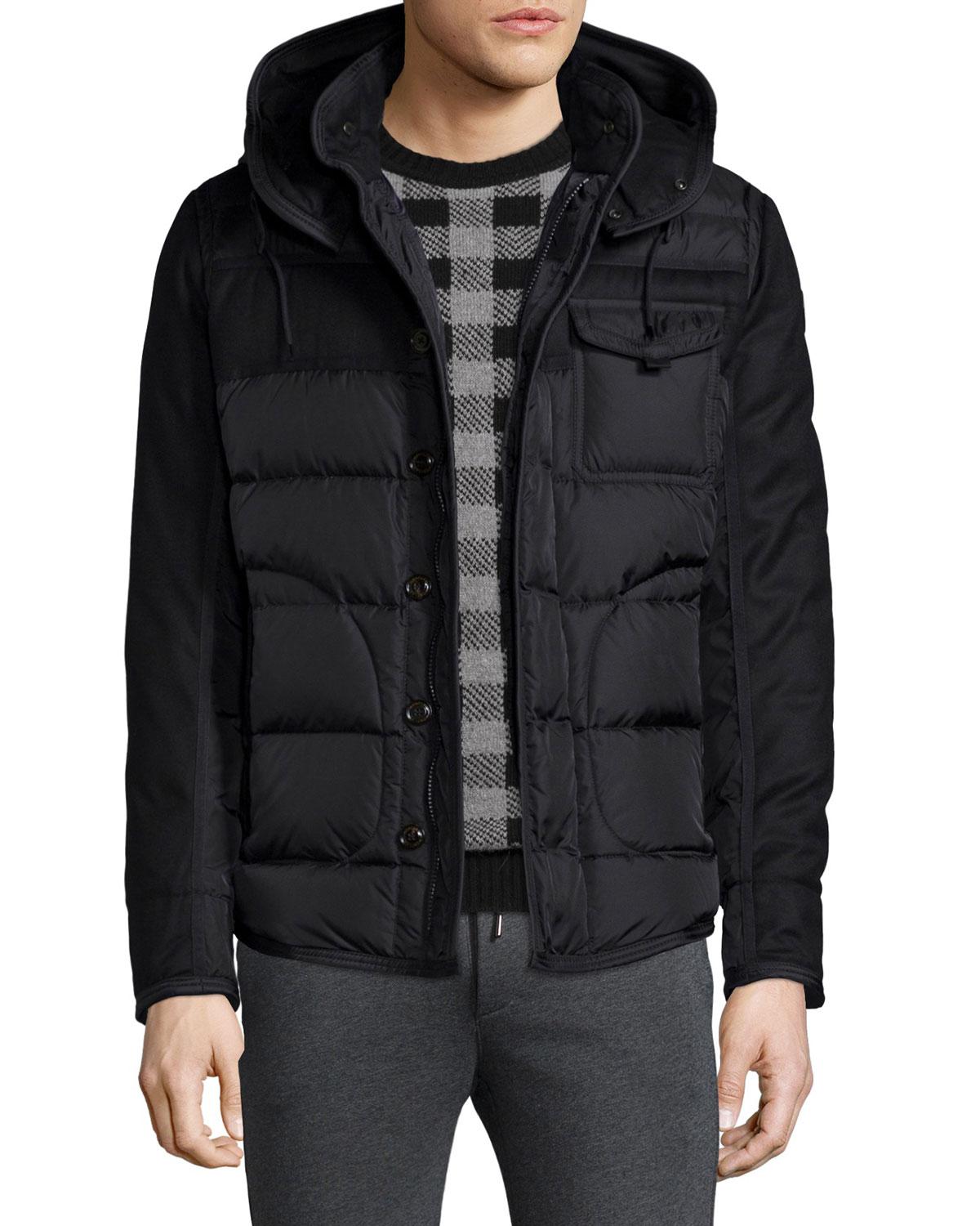Lyst - Moncler Ryan Nylon & Wool Hooded Puffer Jacket in Black for Men ...
