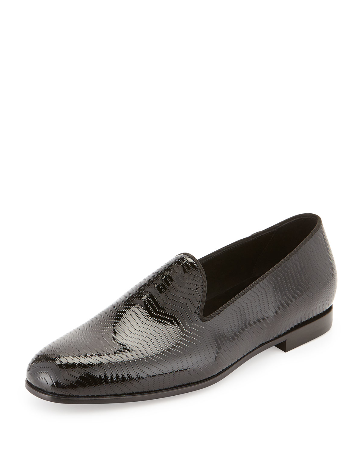 Lyst - Giorgio Armani Textured Patent Leather Loafer in Black for Men