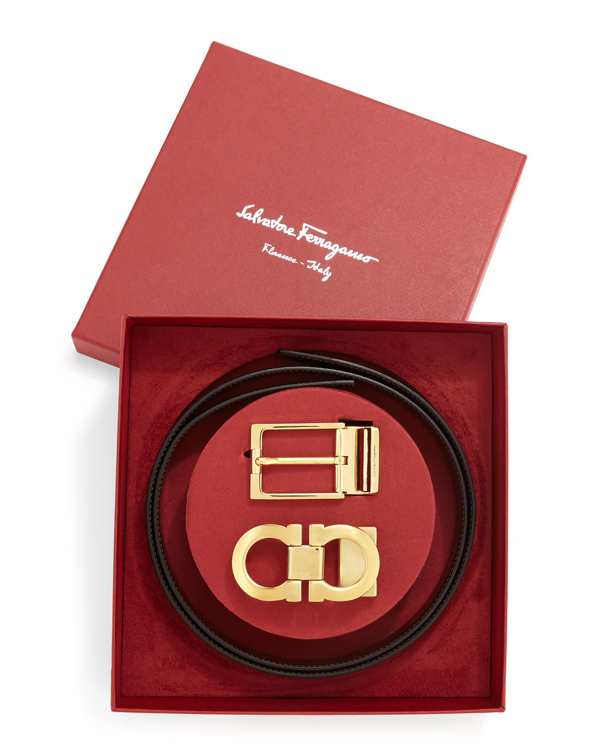 Ferragamo Reversible Leather Belt Boxed Gift Set in Brown for Men | Lyst