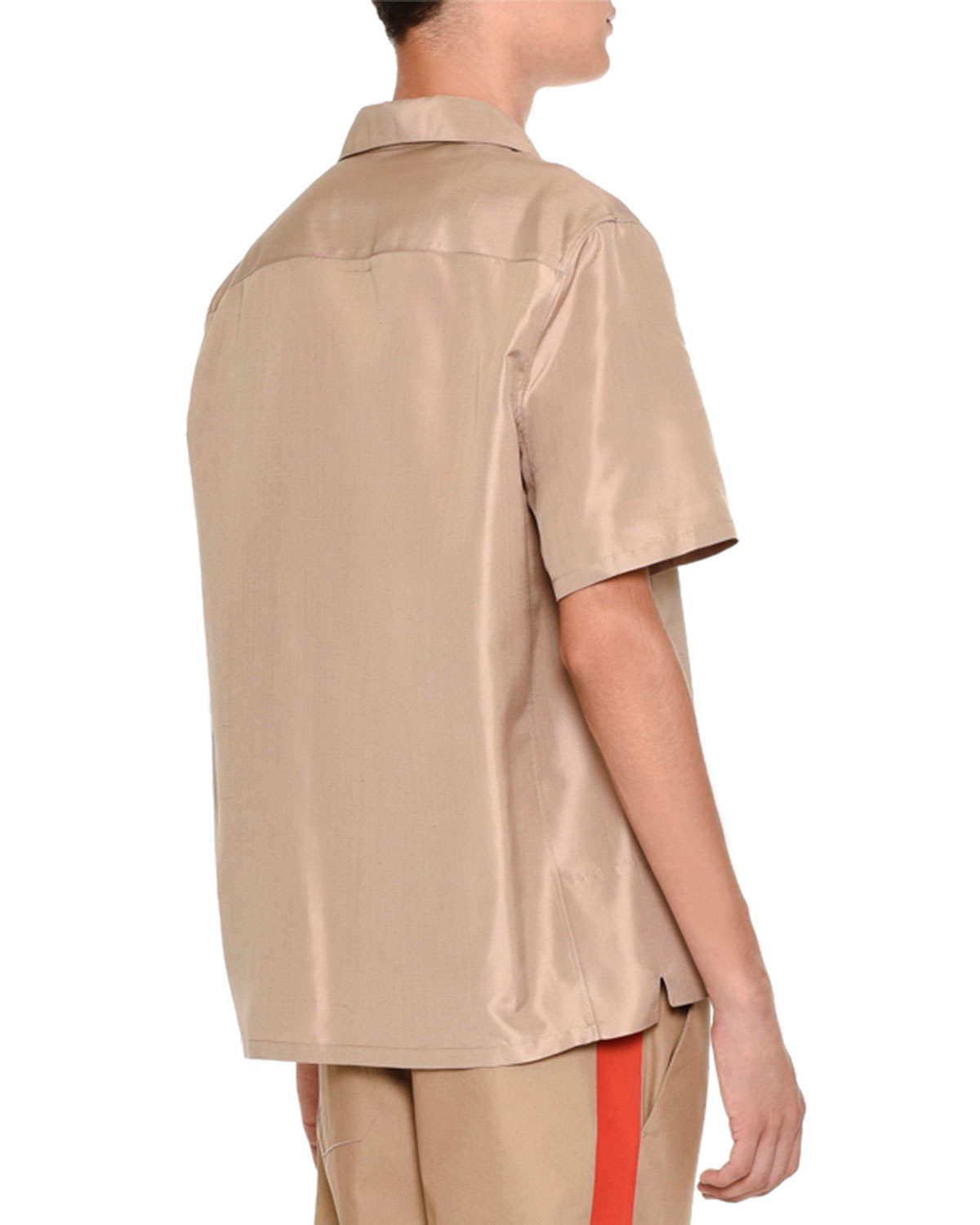 Valentino Silk Short-sleeve Button-down Shirt in Natural for Men | Lyst