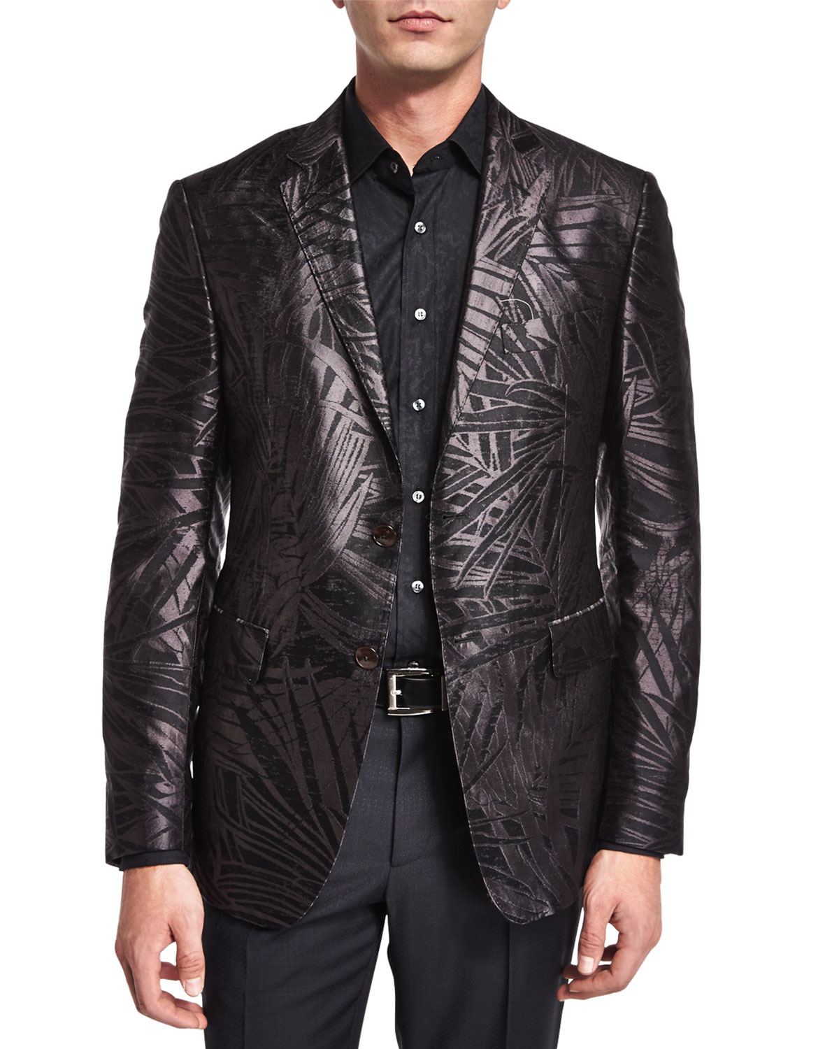 Etro Palm-print Jacquard Silk Evening Jacket in Black for Men | Lyst