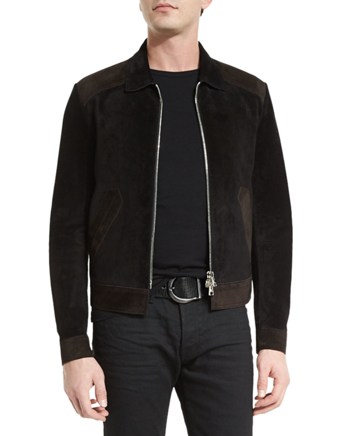 Lyst - Tom Ford Two-tone Aged Suede Bomber Jacket in Black for Men