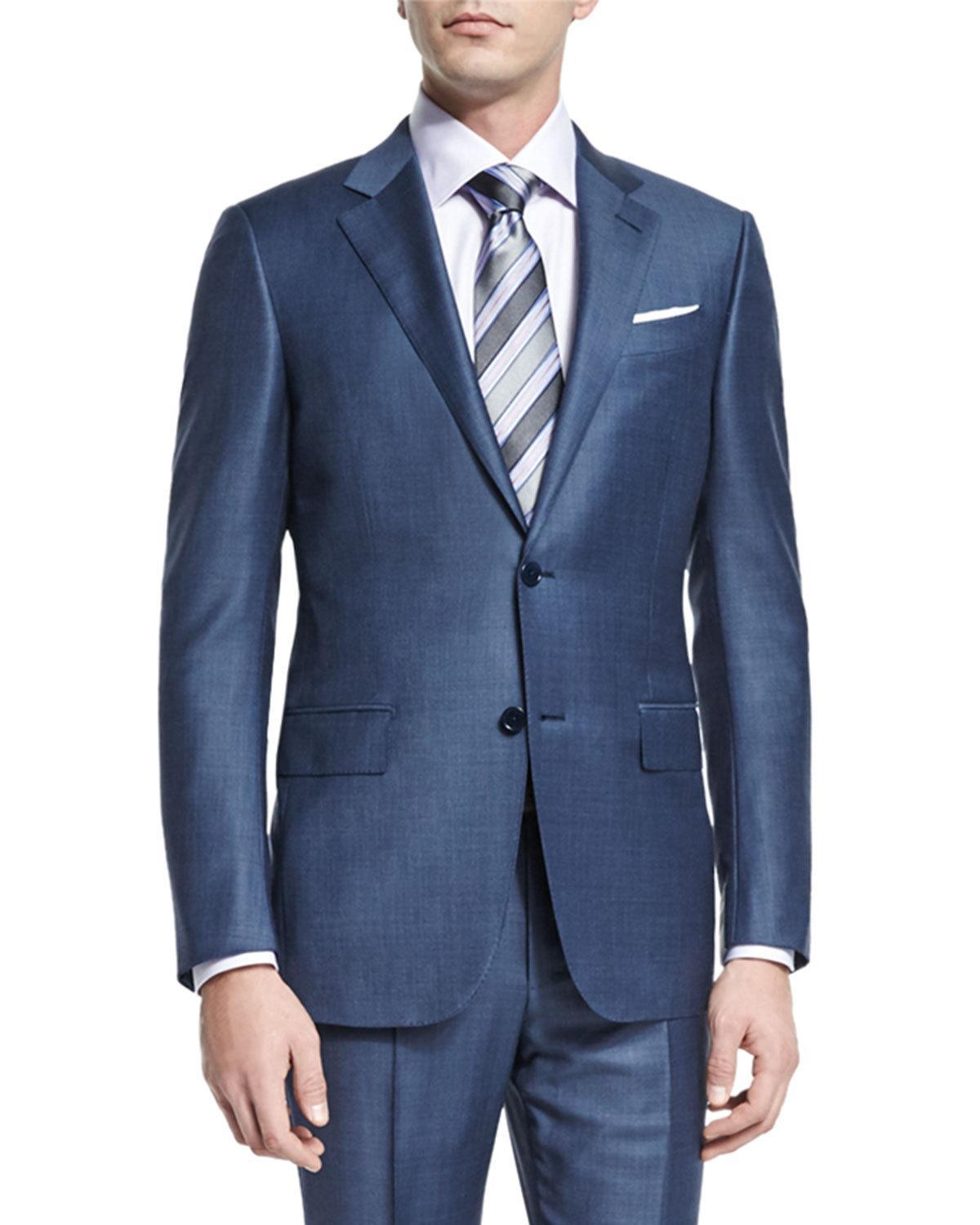 Lyst - Ermenegildo Zegna Sharkskin Silk-blend Two-piece Suit in Blue ...
