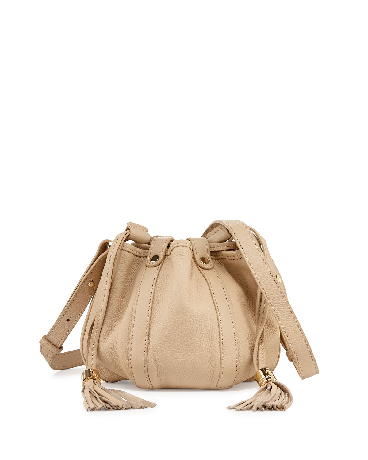 Lyst See By Chloé Small Leather Drawstring Bucket Bag In Natural Gallery