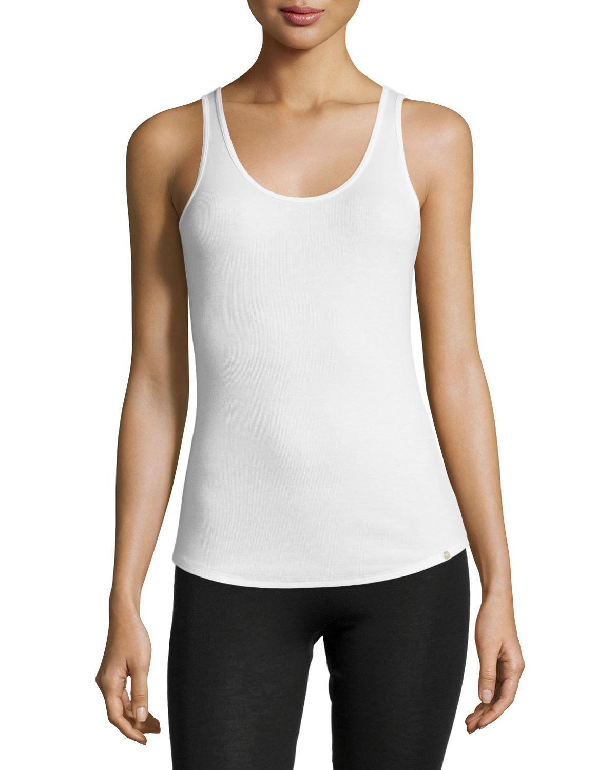 Hanro Essentials Ribbed Tank Top in White | Lyst