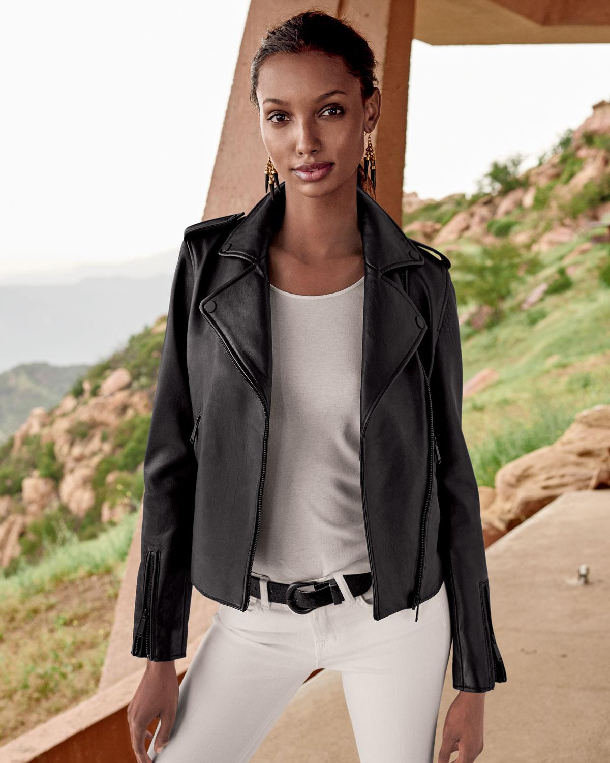 Badgley Mischka New Leather Moto Jacket W Black Hardware In Gallery