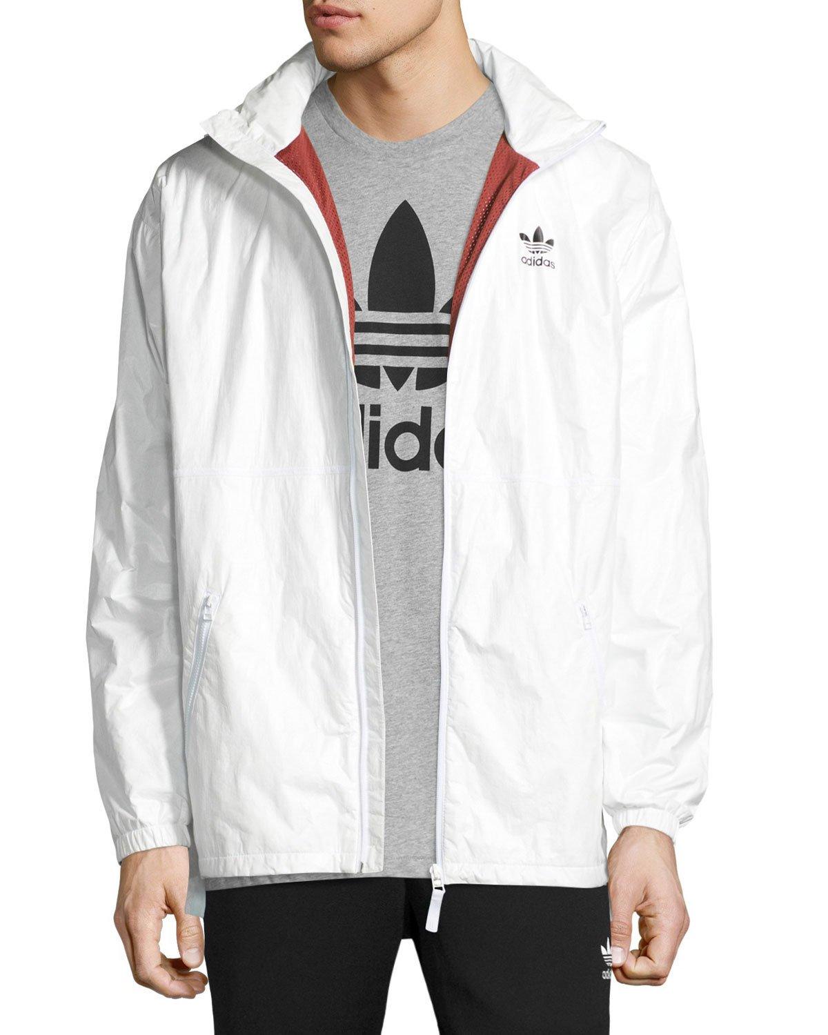 Adidas originals Wind-resistant Zip-front Hooded Track Jacket in White