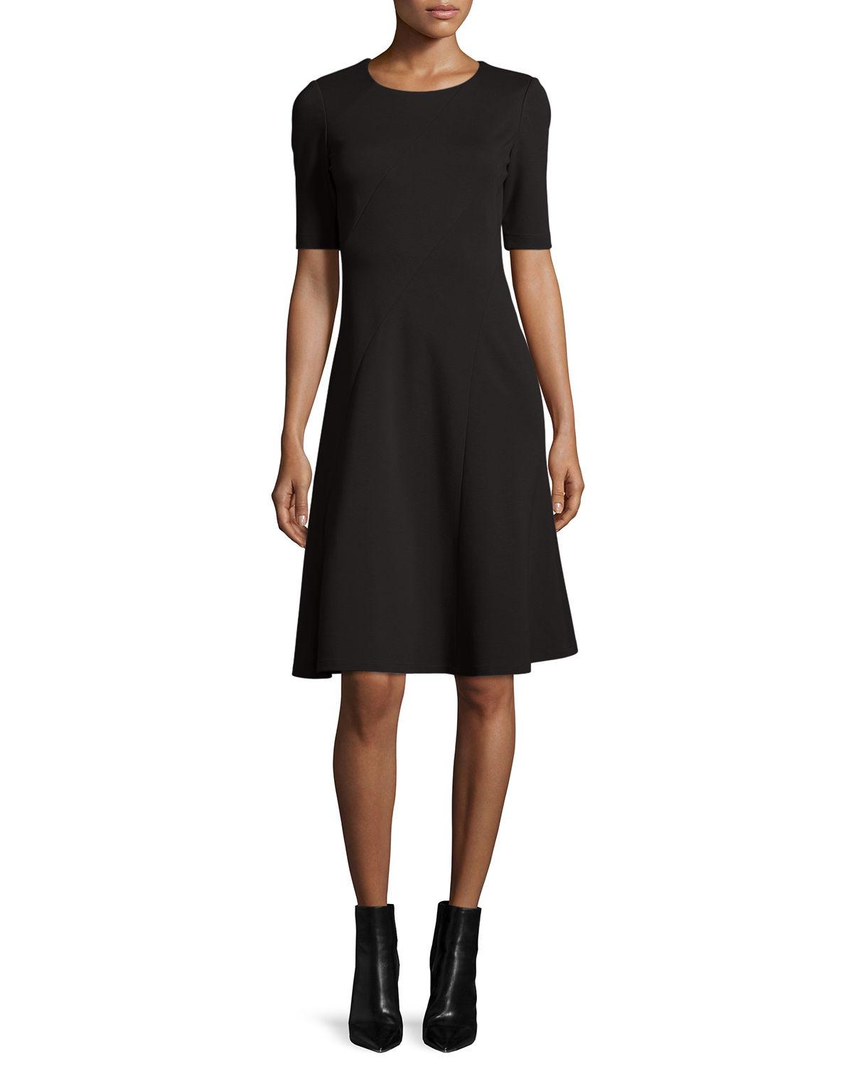 Lafayette 148 new york Half-sleeve Fit-and-flare Dress in Black - Save