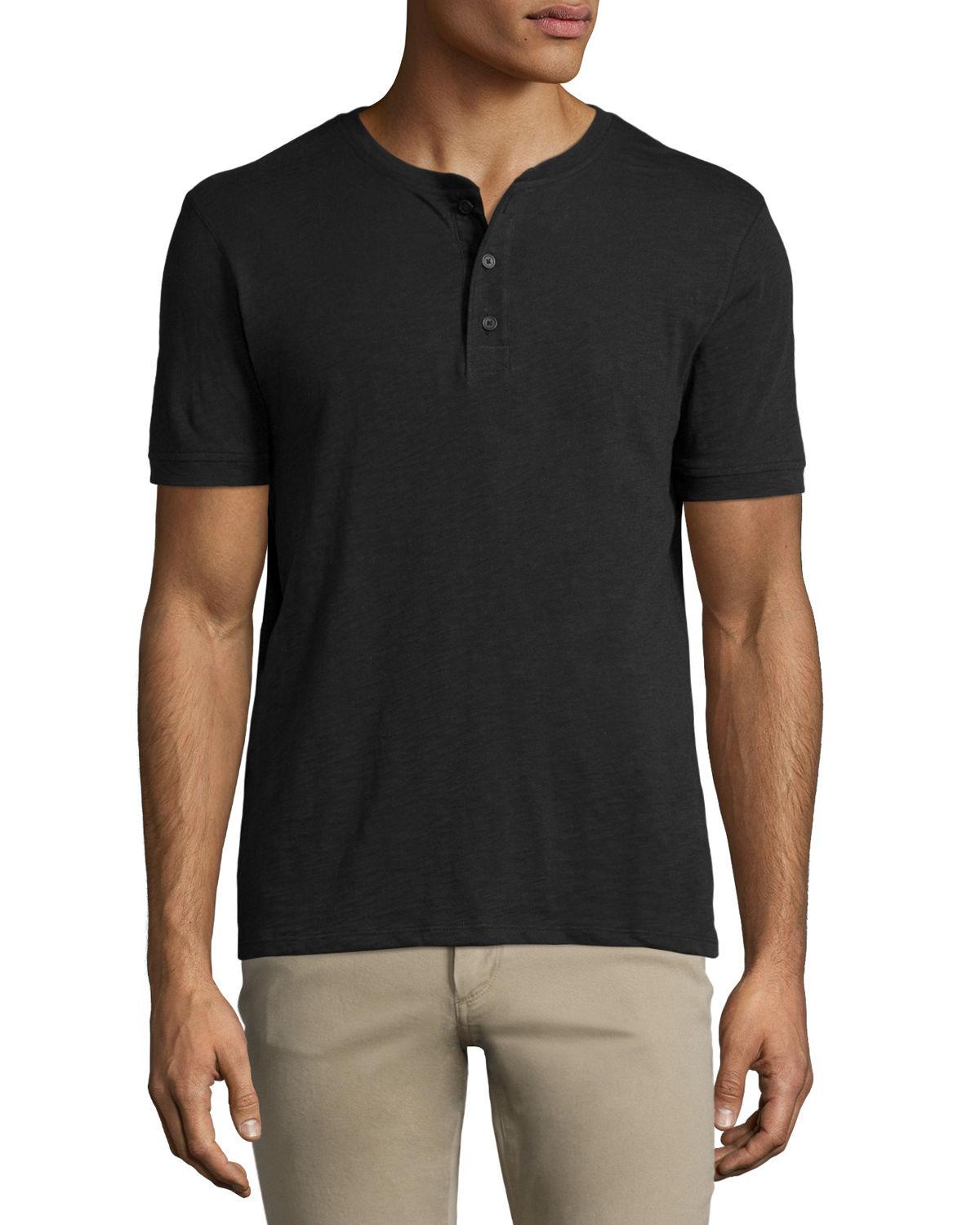 Lyst - Vince Slub Short-sleeve Henley Shirt in Black for Men
