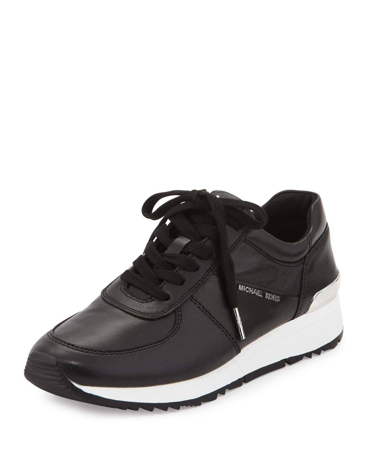 Lyst - Michael Michael Kors Allie Leather Sneakers in Black for Men