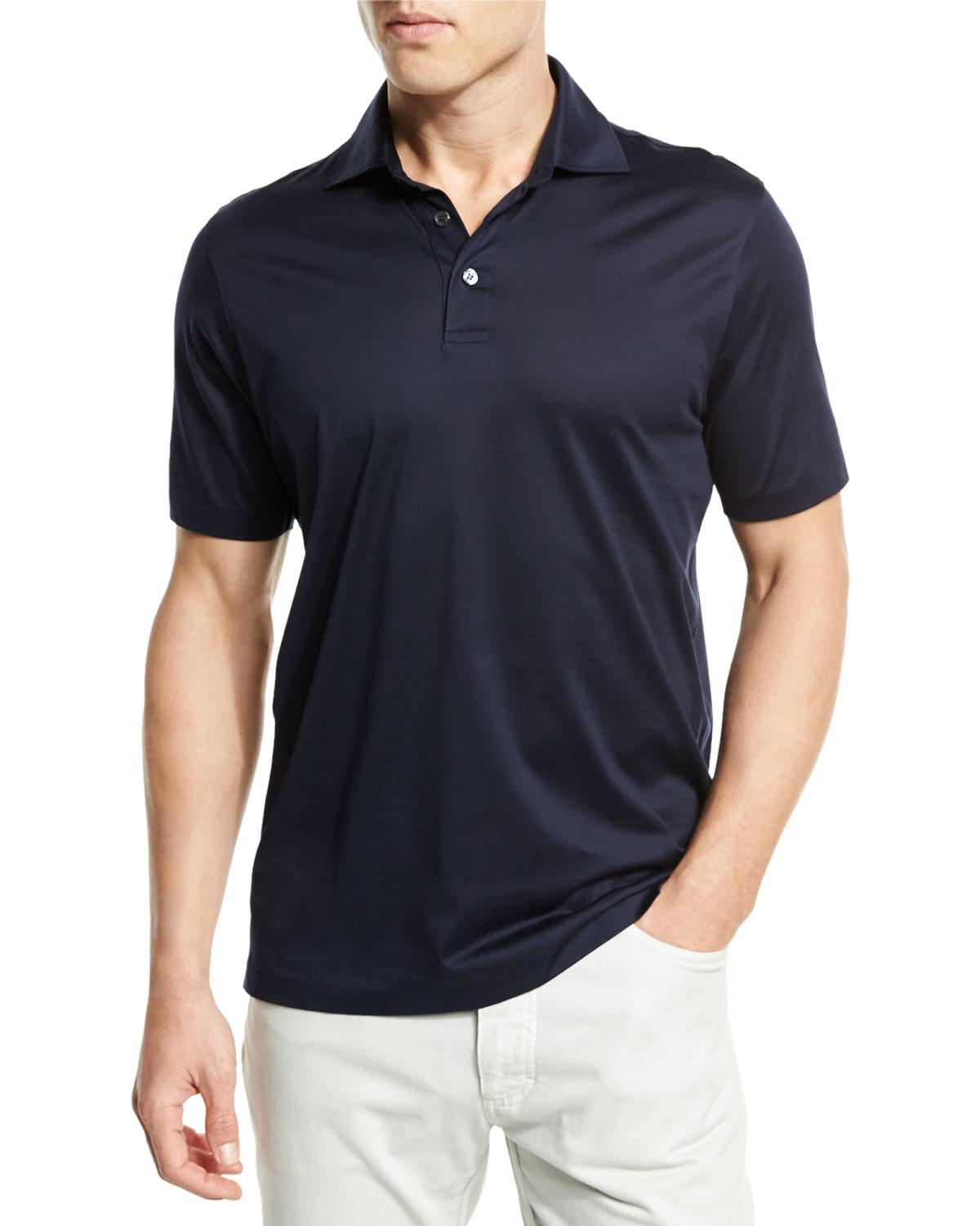 Lyst - Ermenegildo Zegna Mercerized Cotton Polo Shirt Navy in Blue for Men