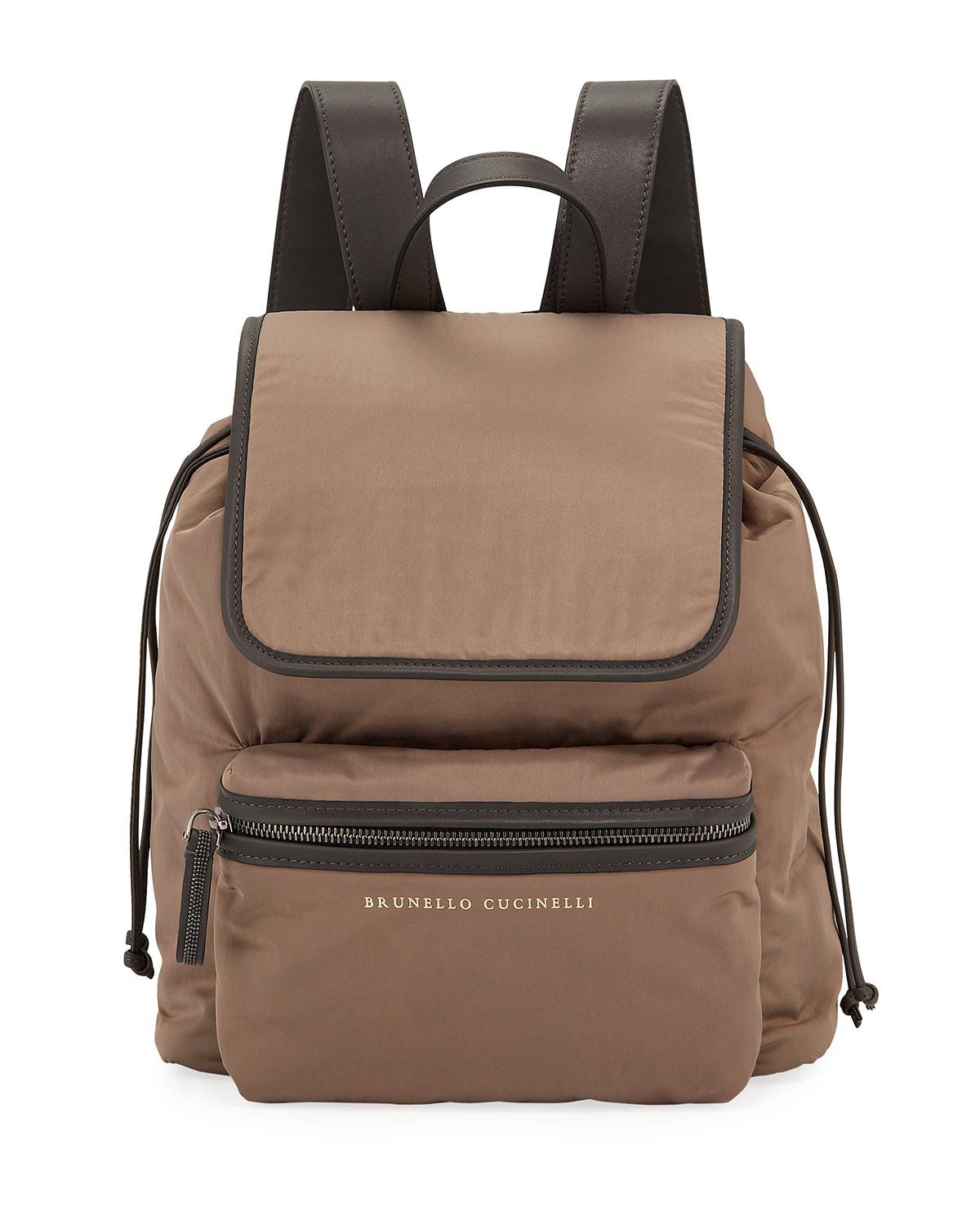 Brunello Cucinelli Techno Nylon Backpack in Brown - Lyst