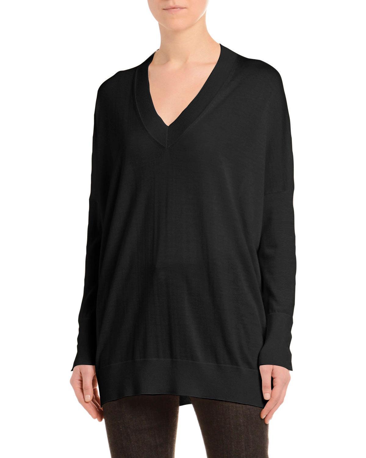 Agnona Cashmere-silk Drop-shoulder Sweater in Black - Lyst