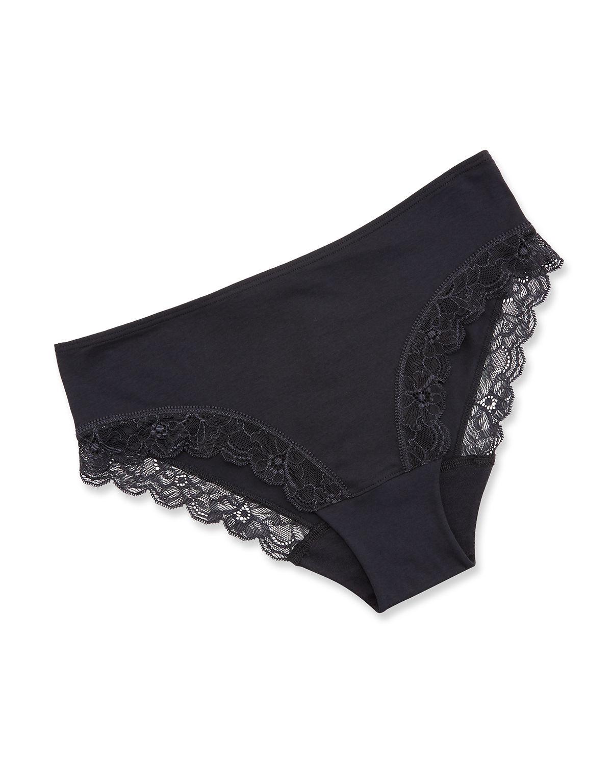 Lyst Hanro Cotton Lace High Leg Brief in Black