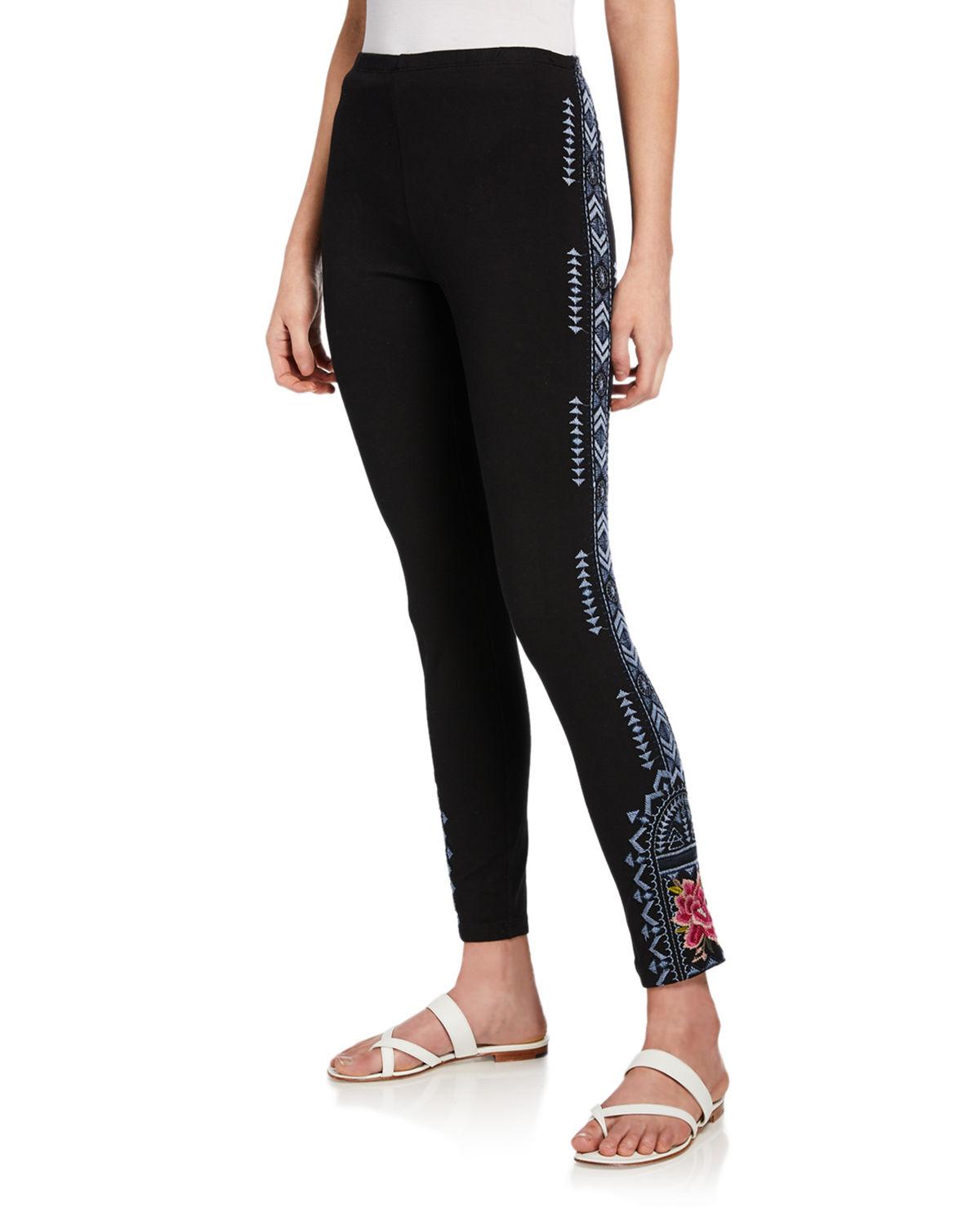 Johnny Was Plus Size Davis Leggings With Floral Embroidery in Black Lyst