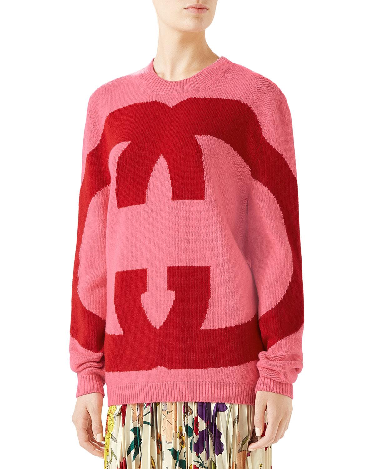 Gucci Interlocking Intarsia GG Wool Sweater in Red - Lyst
