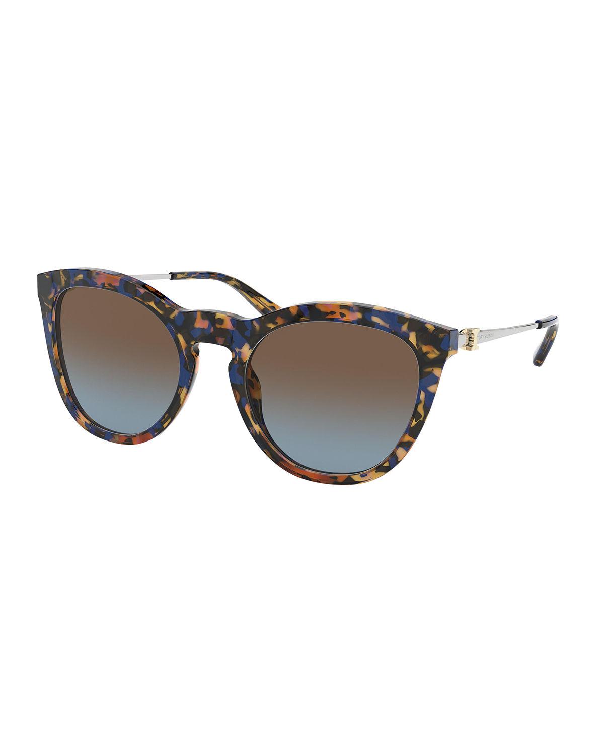 Lyst - Tory Burch Cat-eye Gradient Acetate & Metal Sunglasses in Blue