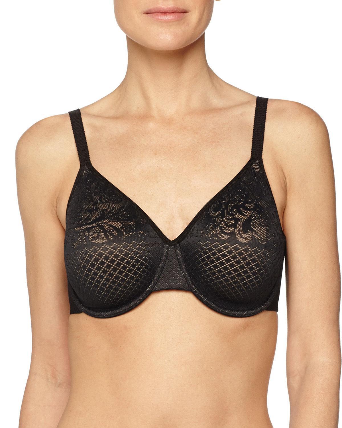 Wacoal Visual Effects Minimizer Lace Bra in Black Lyst
