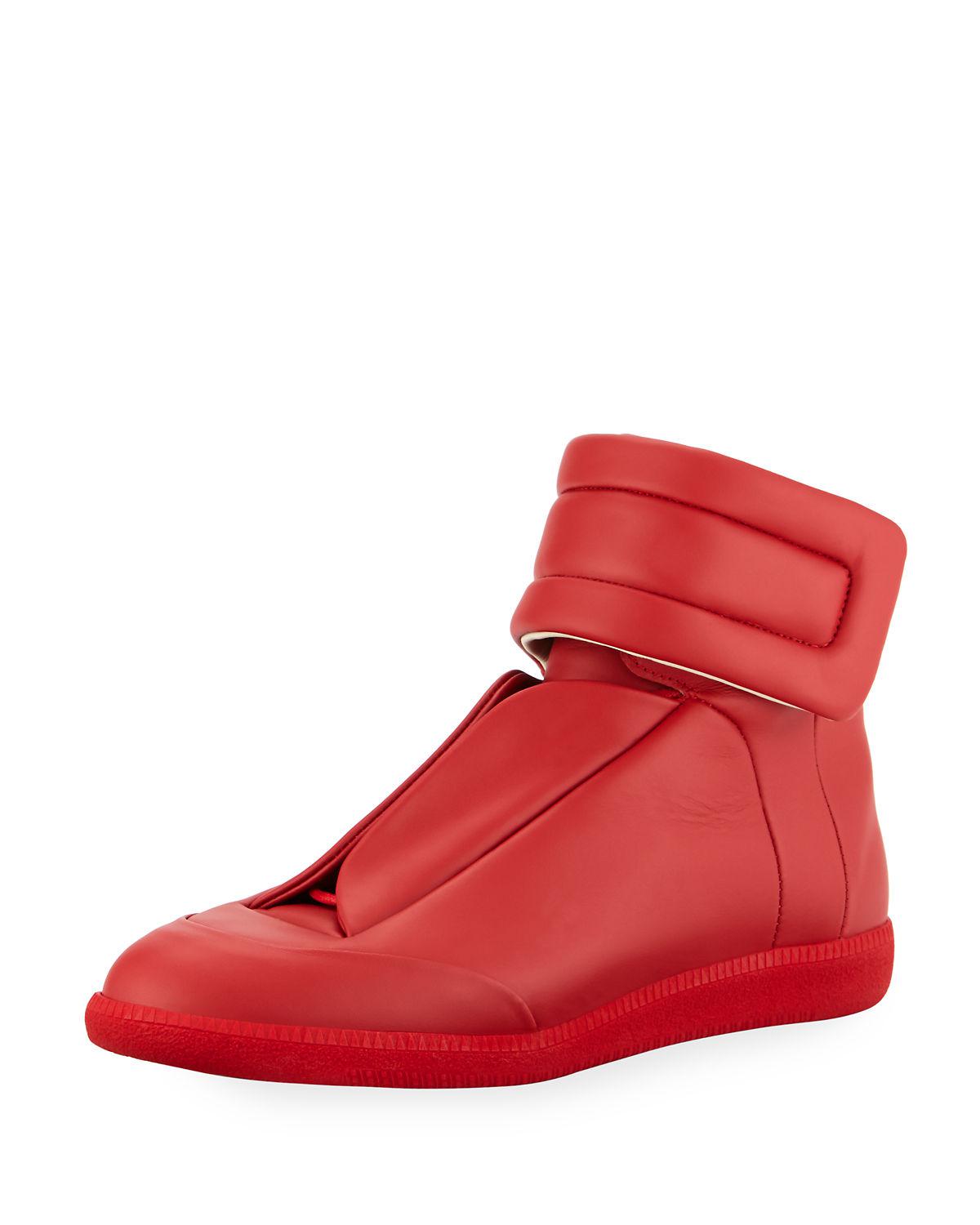 Maison Margiela Future Soft Leather High Top Sneakers in Red for Men - Lyst