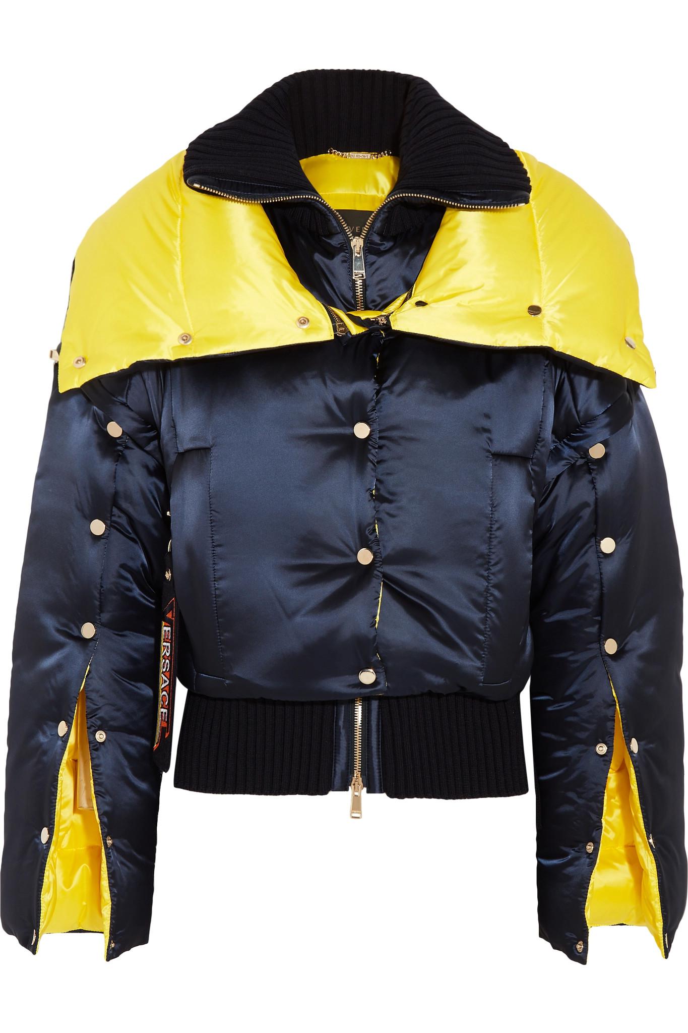 Lyst Versace  Wool paneled Two tone Quilted Shell Down 