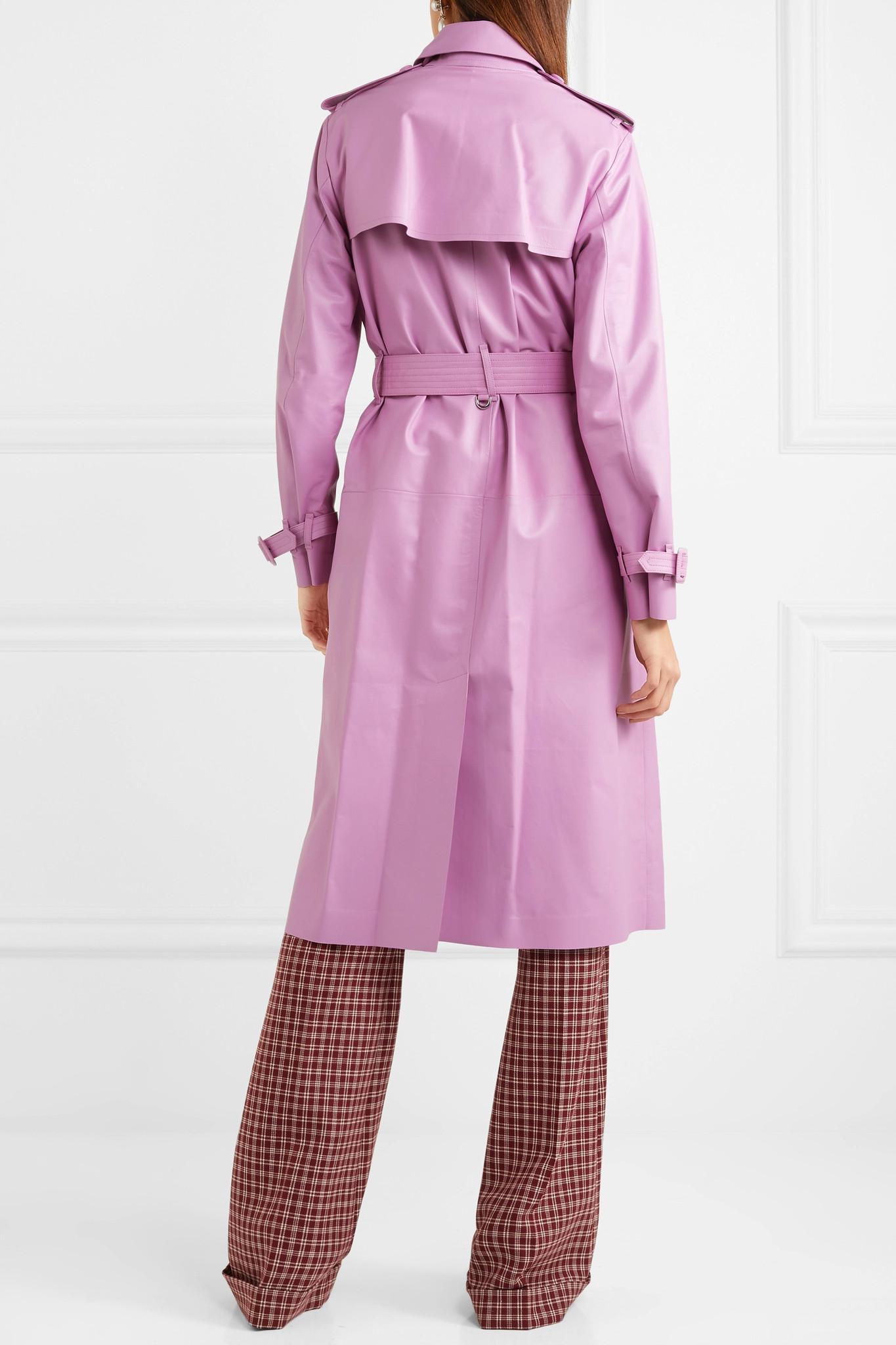 Lyst - Valentino Leather Trench Coat in Pink