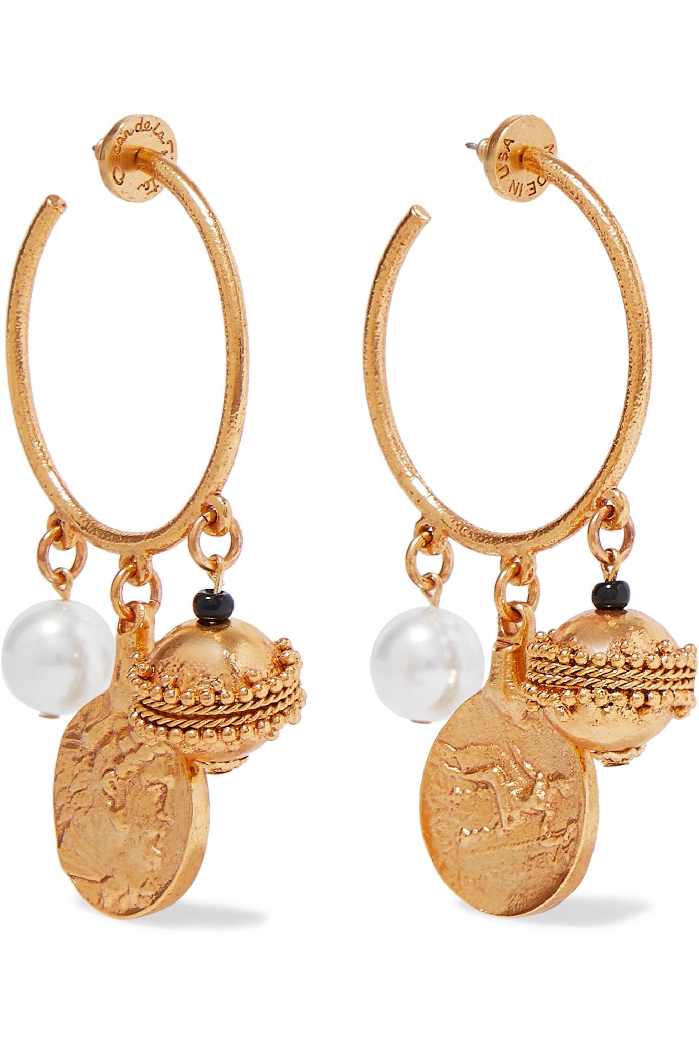 Lyst Oscar de la Renta Goldtone Faux Pearl Earrings in Metallic