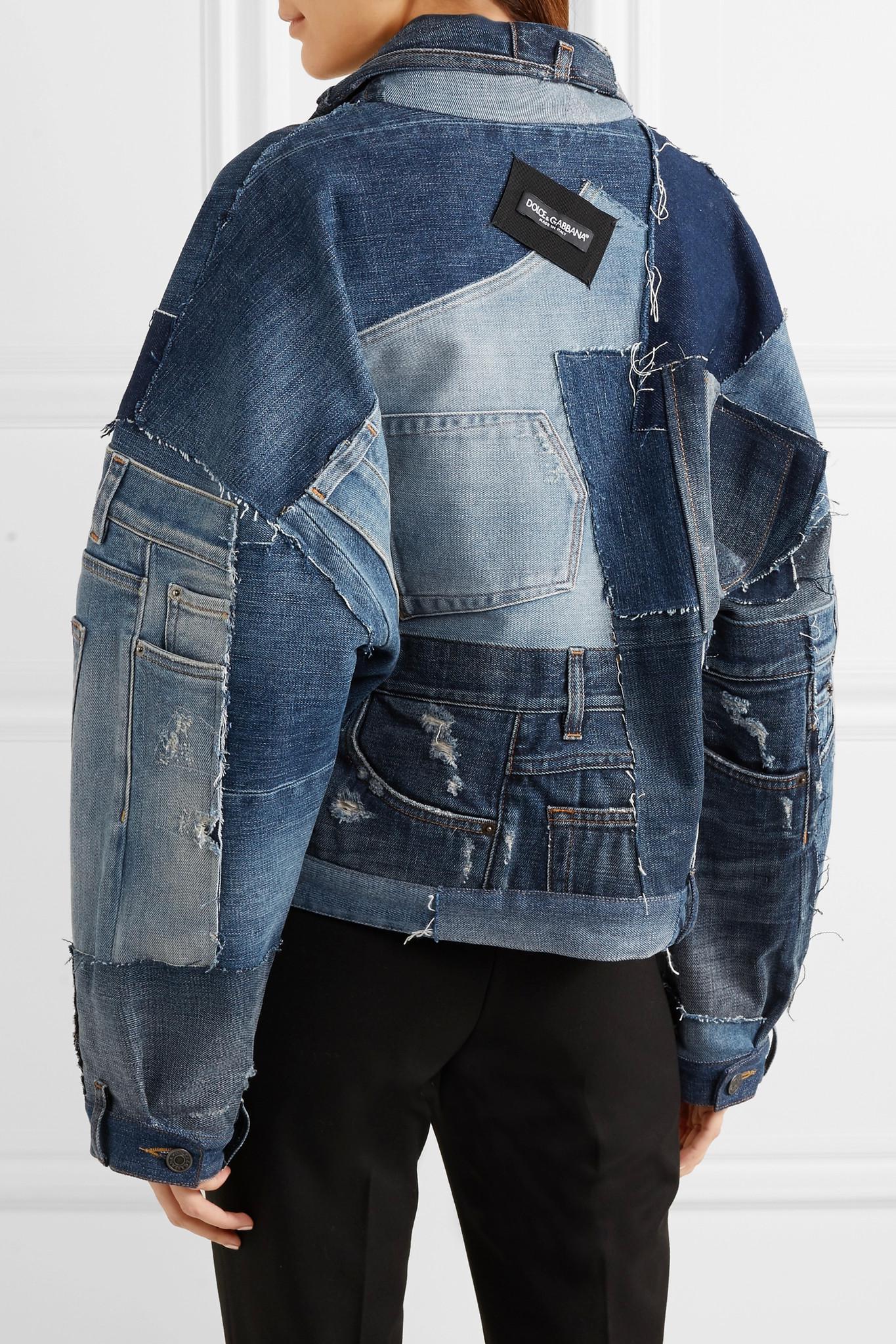 Lyst - Dolce & Gabbana Distressed Patchwork Denim Jacket in Blue