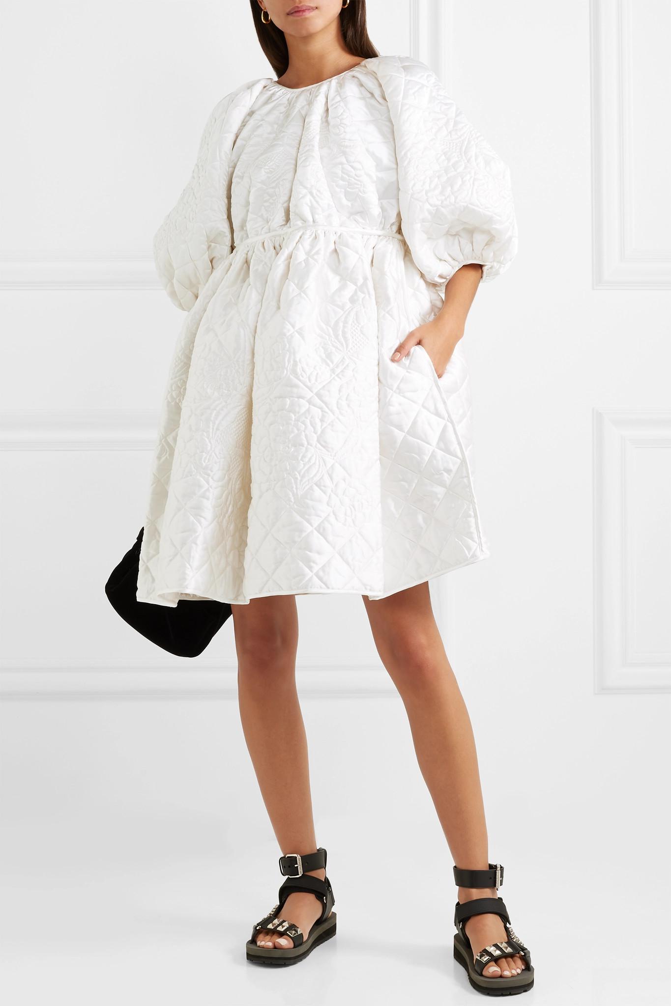 Cecile Bahnsen Ava Open-back Quilted Silk-satin Dress in White - Lyst