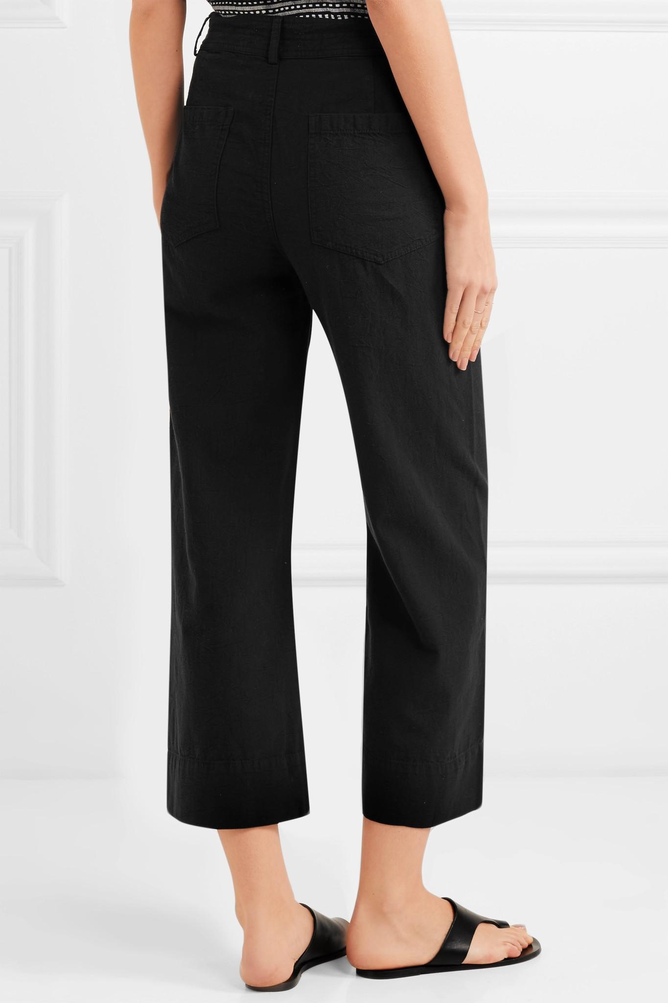 Lyst - Apiece Apart Woman Cropped Cotton Wide-leg Pants Black in Black